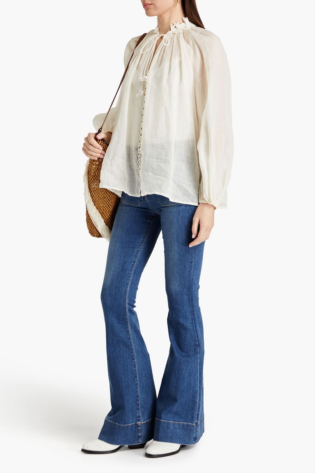 ZIMMERMANN Appliquéd ramie blouse