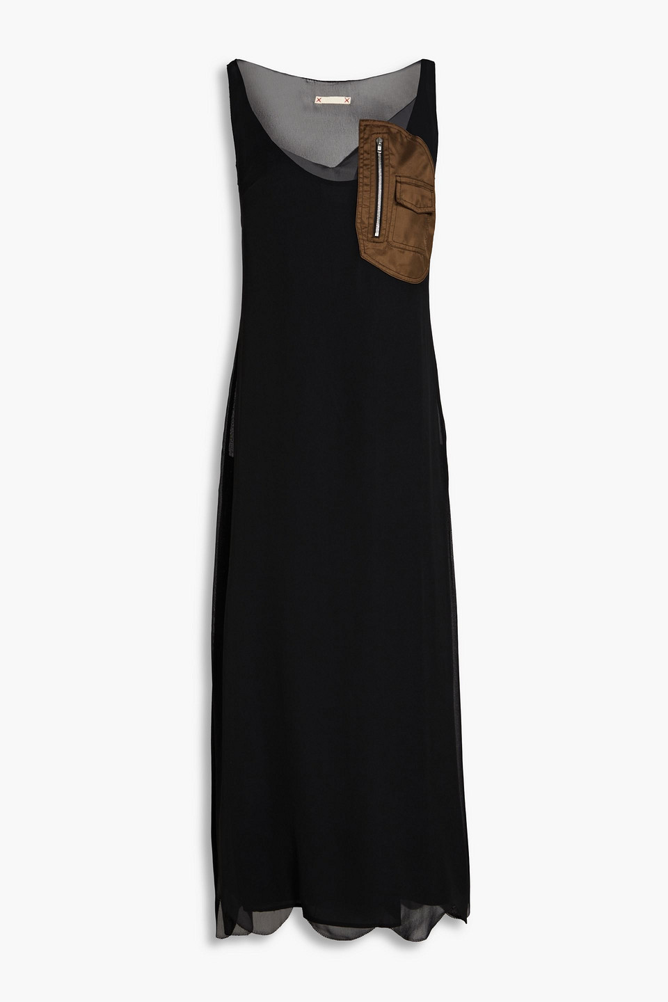 Maison Margiela - Twill-trimmed georgette midi dress - Black - IT 36