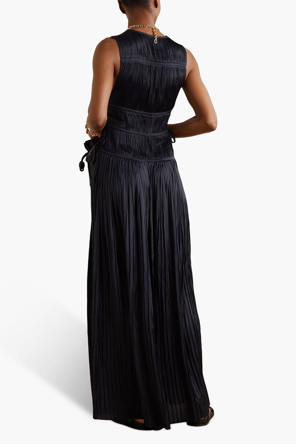ULLA JOHNSON Valeria plissé-satin maxi dress