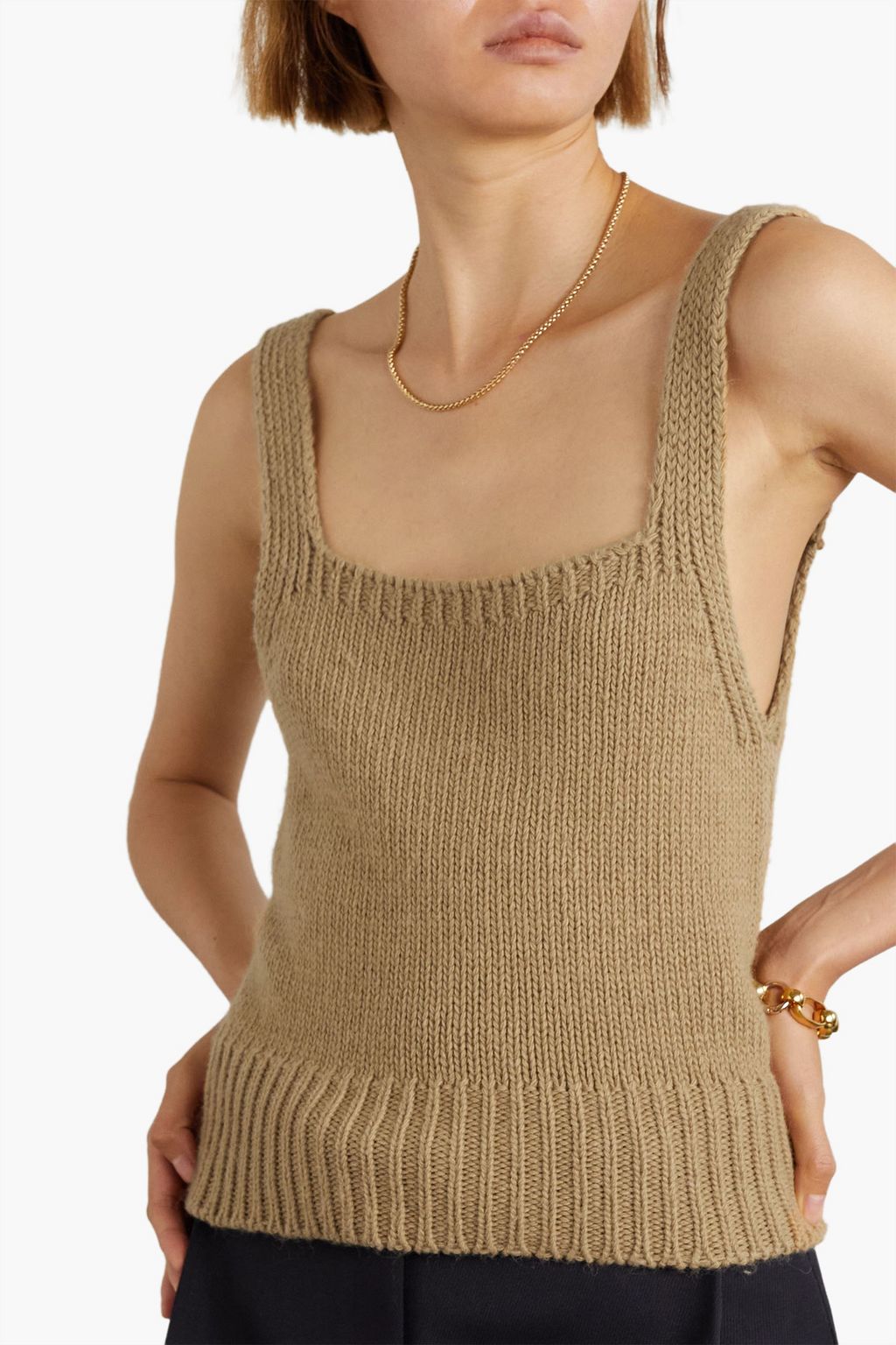 LE 17 SEPTEMBRE Cropped ribbed-knit top