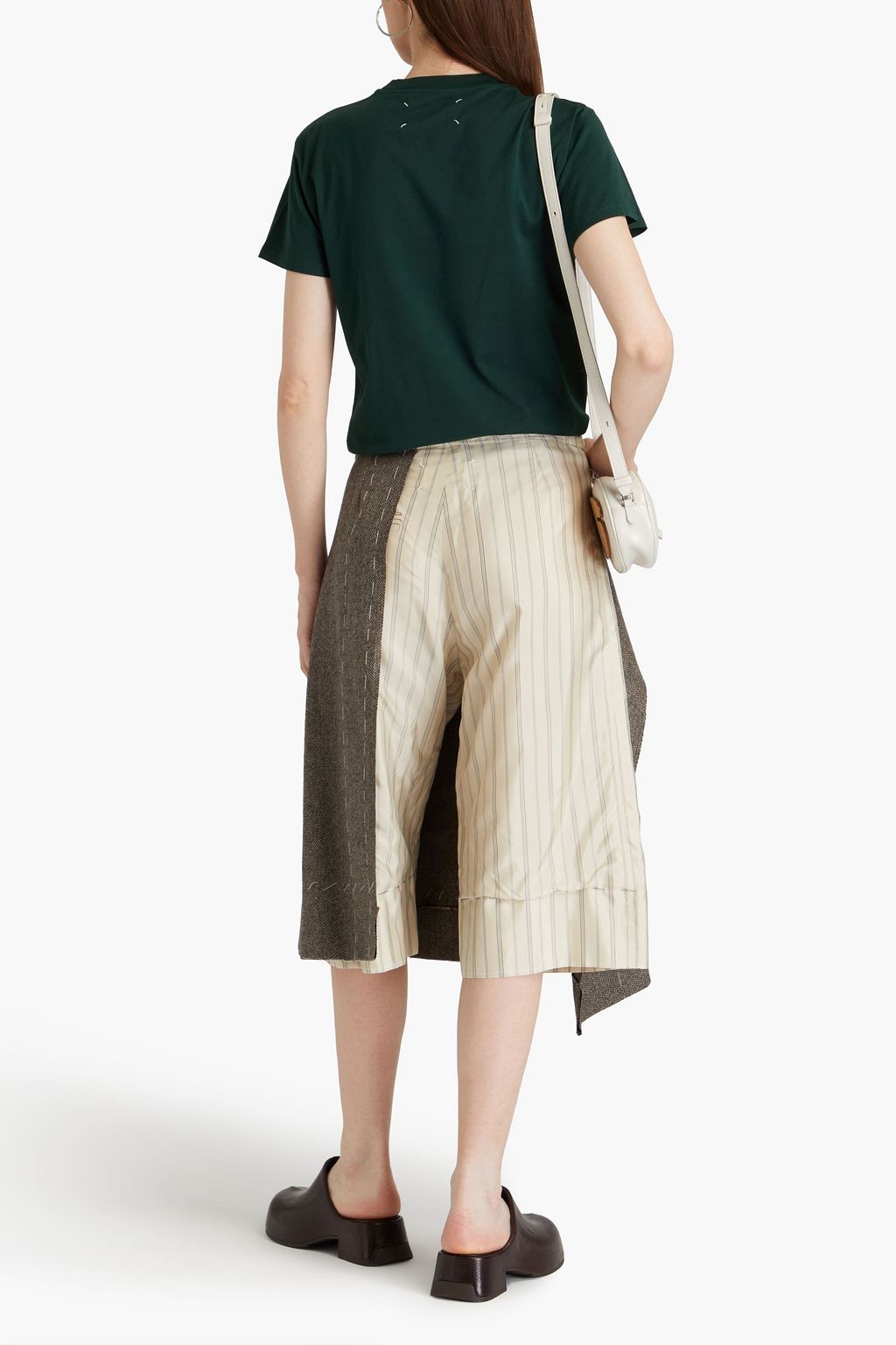 MAISON MARGIELA Gestreifte Shorts aus Fischgrätwolle mit Stickereien
