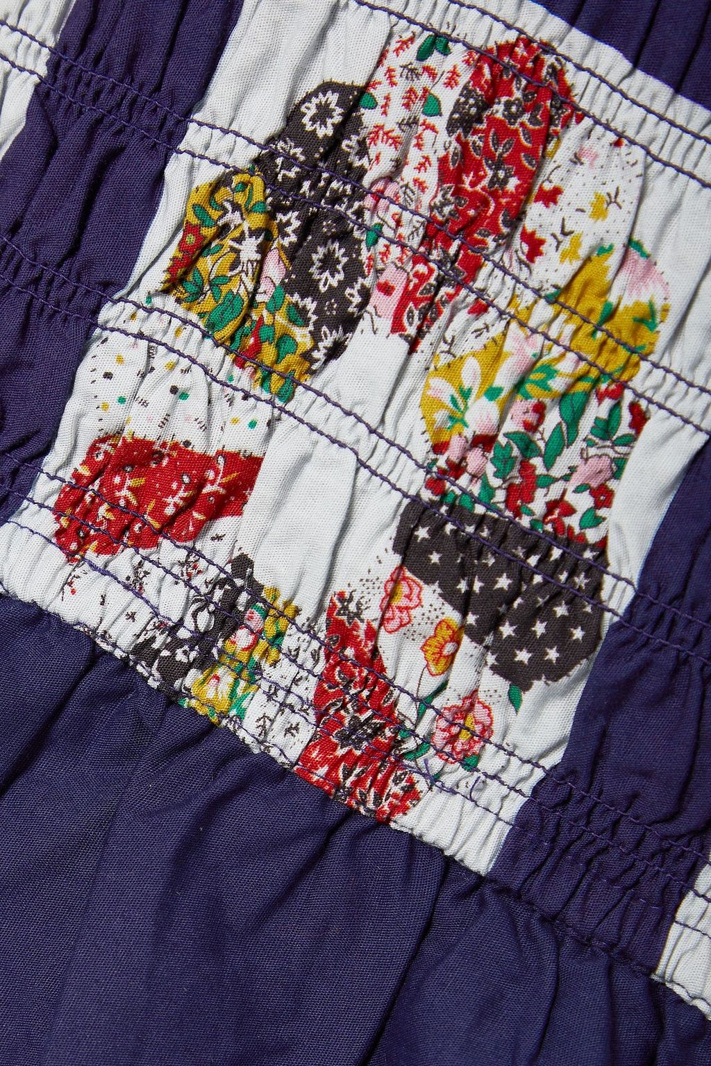 SEA Pippin quilted printed cotton-voile top