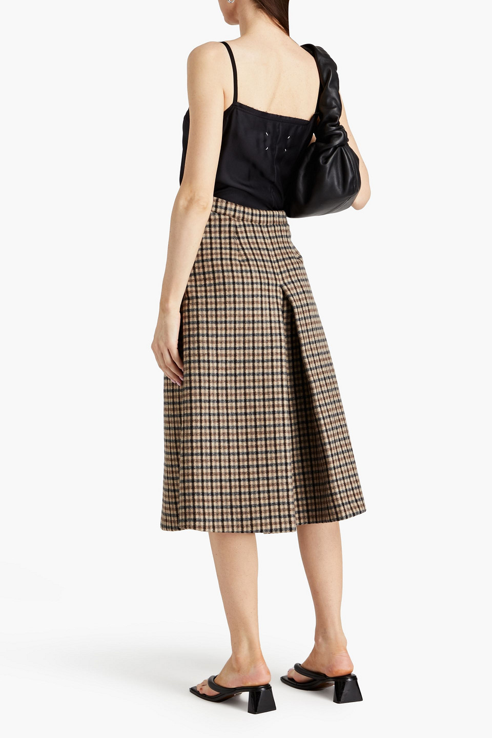 MAISON MARGIELA CHECKED WOOL AND SILK-TWILL JUMPSUIT