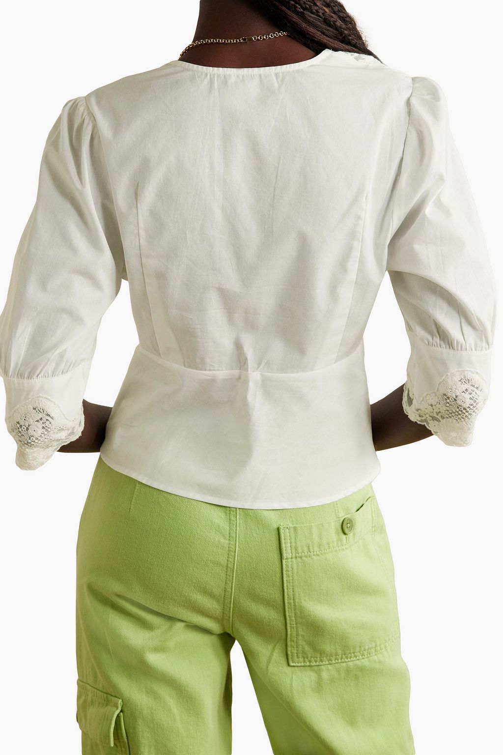 RIXO Amanda lace-trimmed cotton blouse