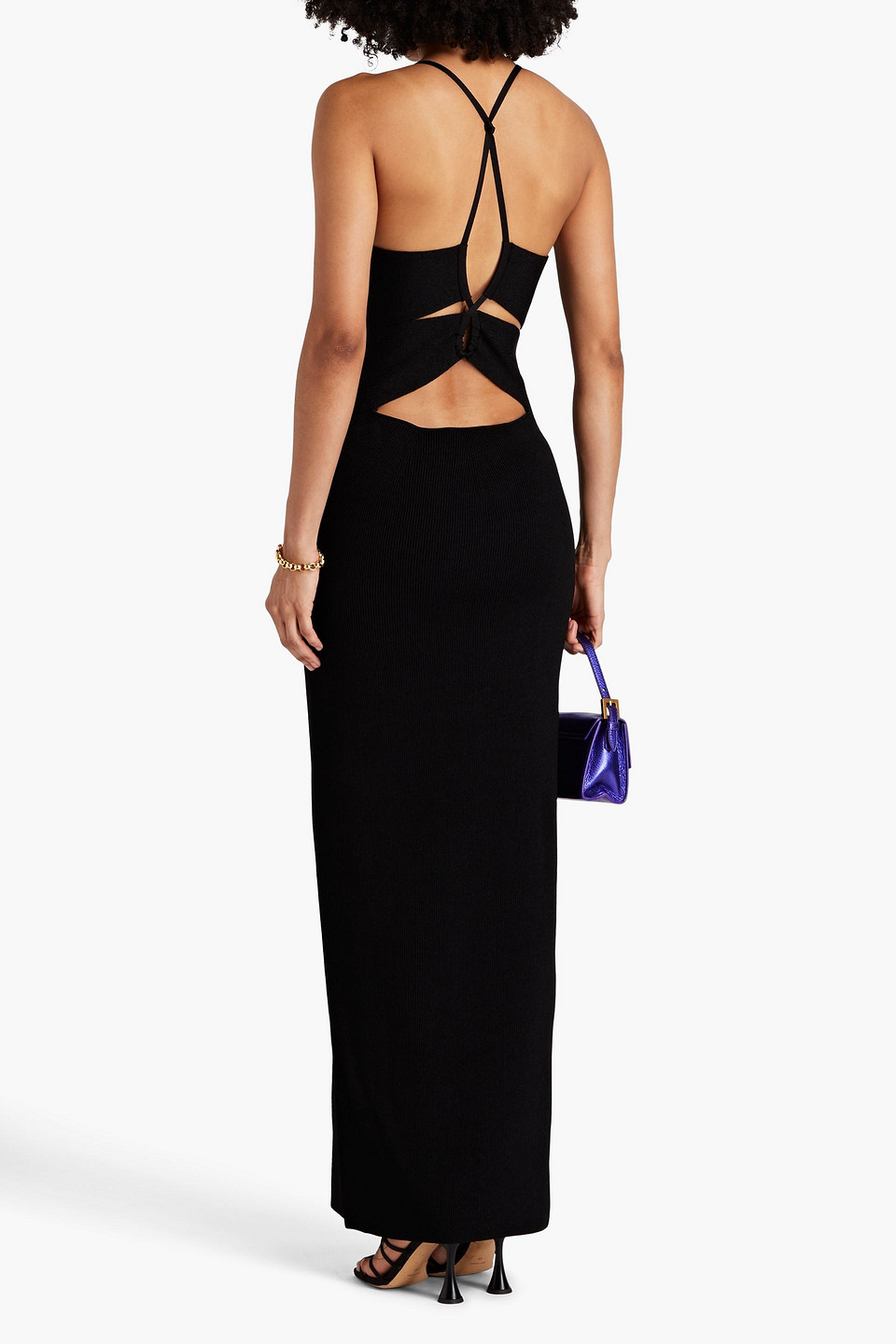  Galvan London - Claudia Maxikleid Aus Rippstrick Mit Cut-outs - Schwarz - L 