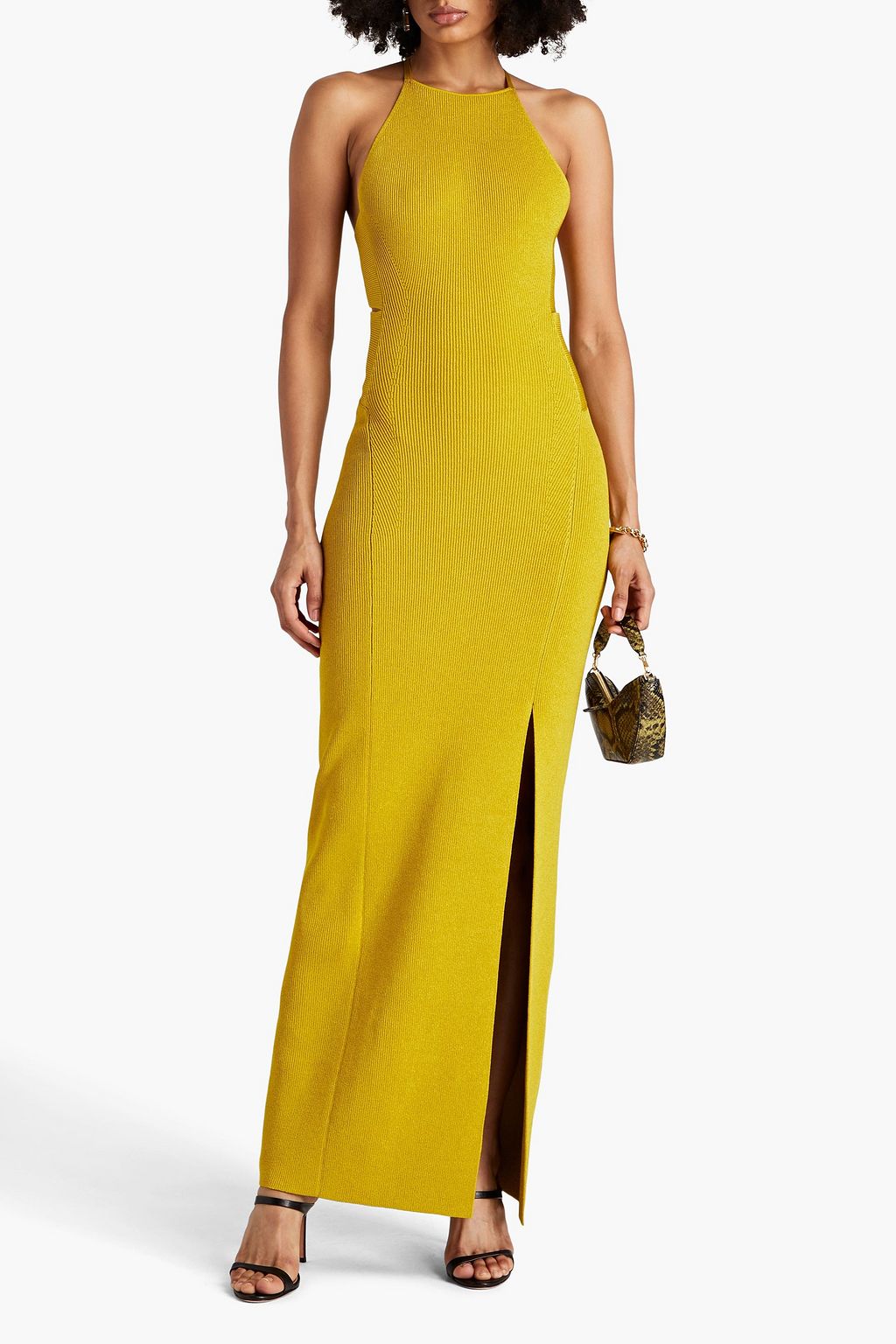 GALVAN  LONDON Maxikleid aus Rippstrick mit Cut-outs