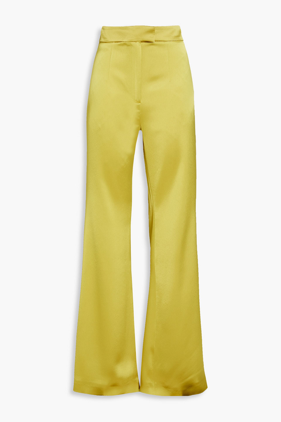 Galvan Silk-charmeuse Wide-leg Trousers In Chartreuse