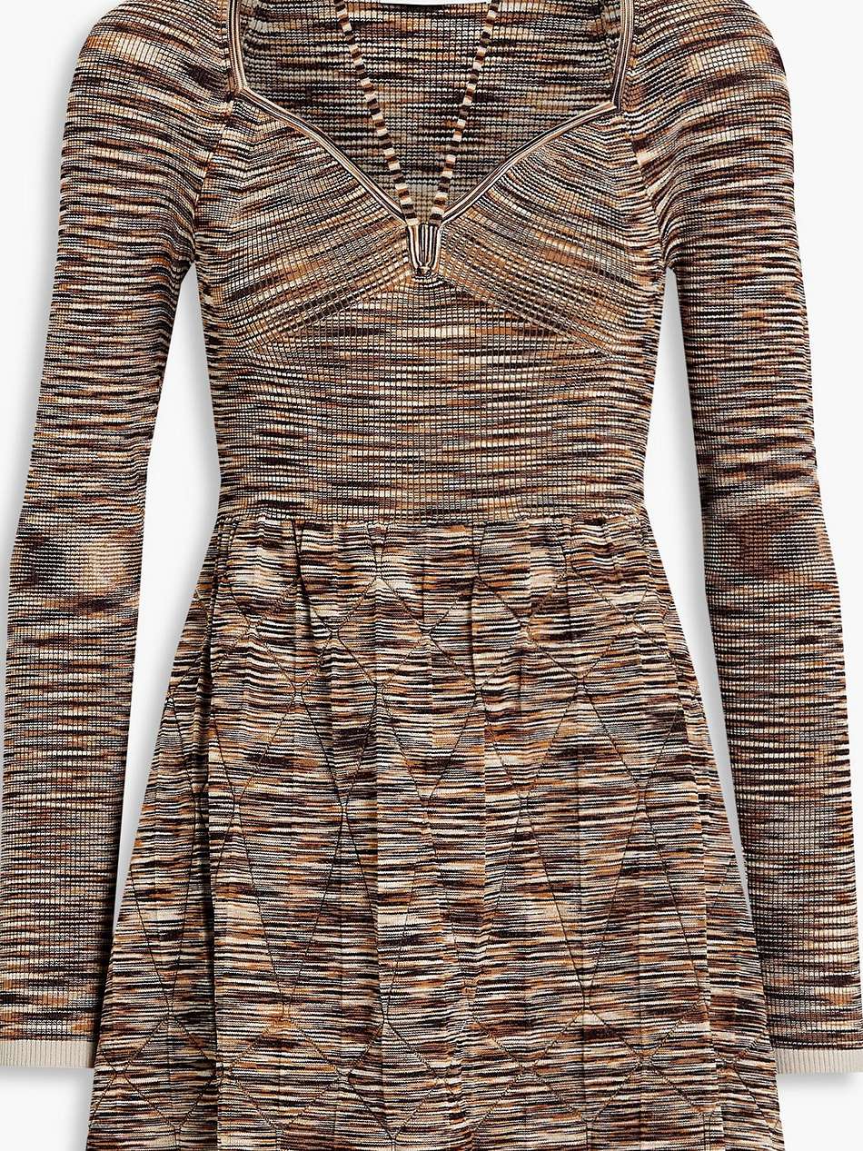 selena spaced-dyed ribbed-knit halterneck mini dress