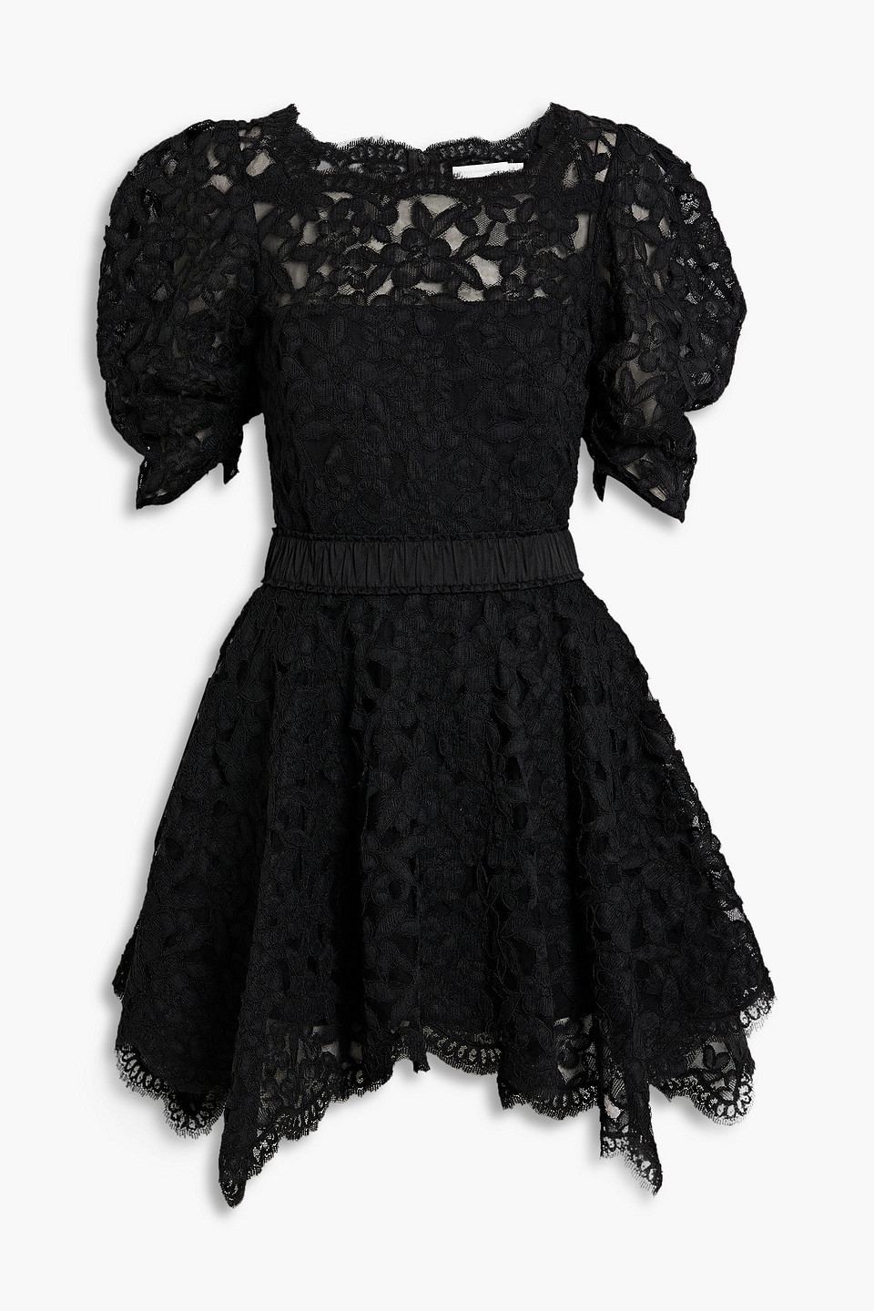 SIMKHAI - Beverly satin-trimmed corded lace mini dress - Black