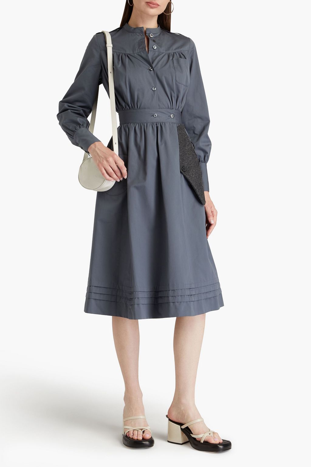 MAISON MARGIELA Midikleid aus Baumwollpopeline mit Raffung