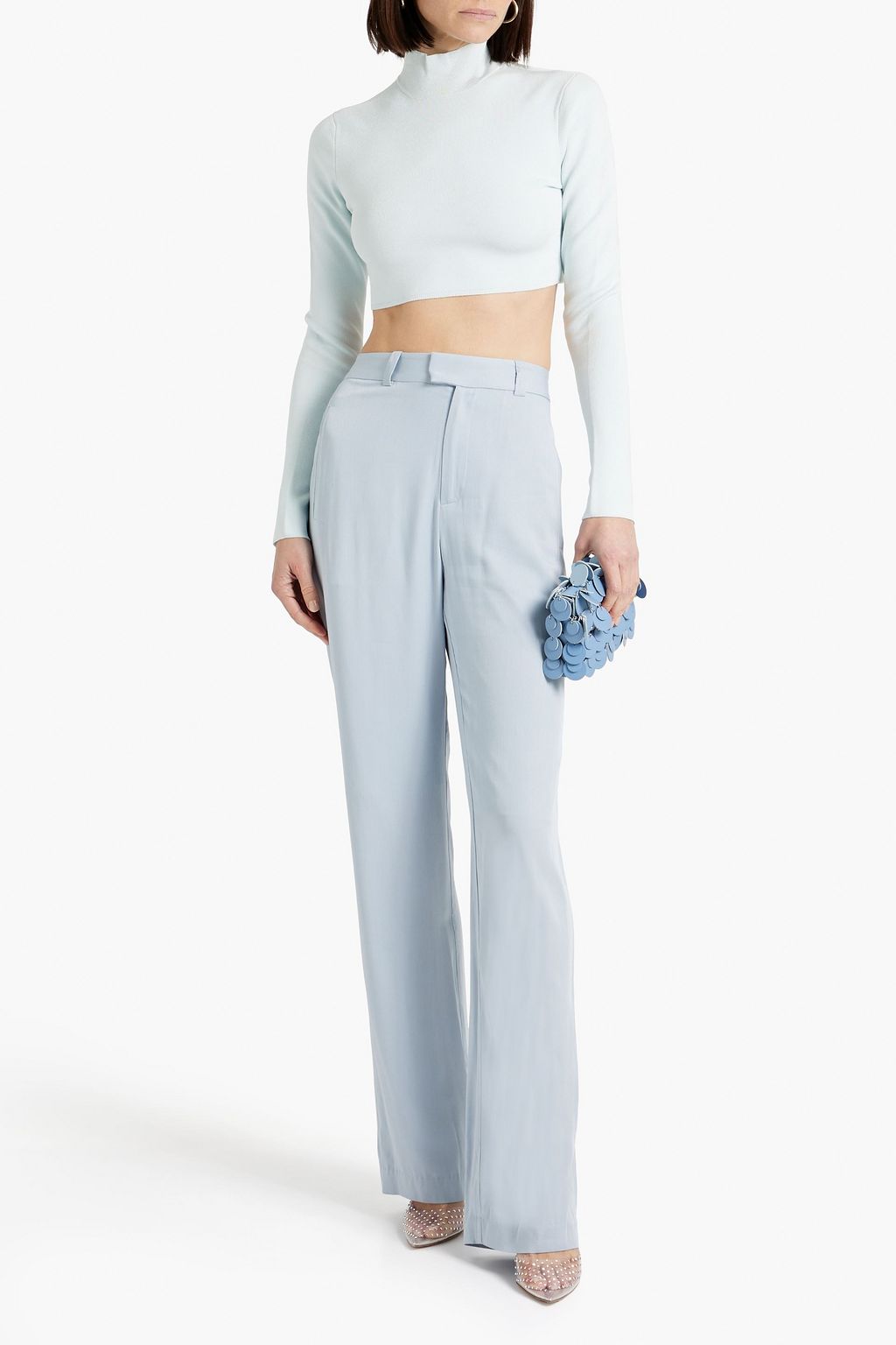 LAPOINTE Cropped stretch-knit turtleneck top
