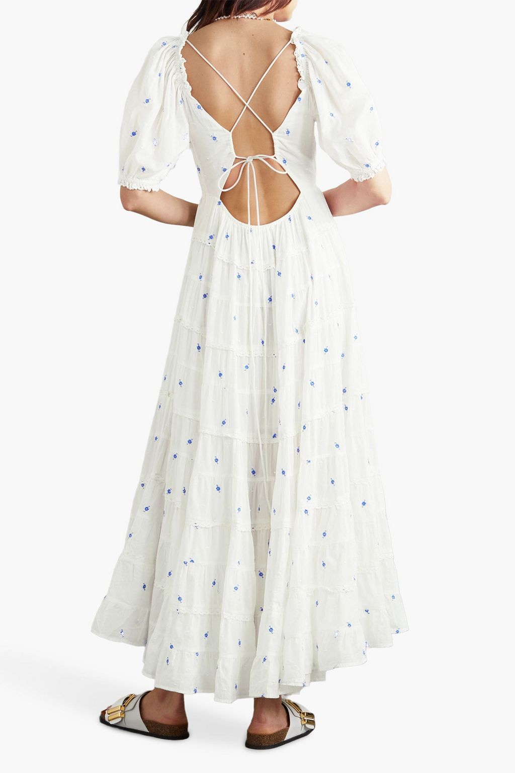 RIXO Cannes tiered embroidered cotton maxi dress