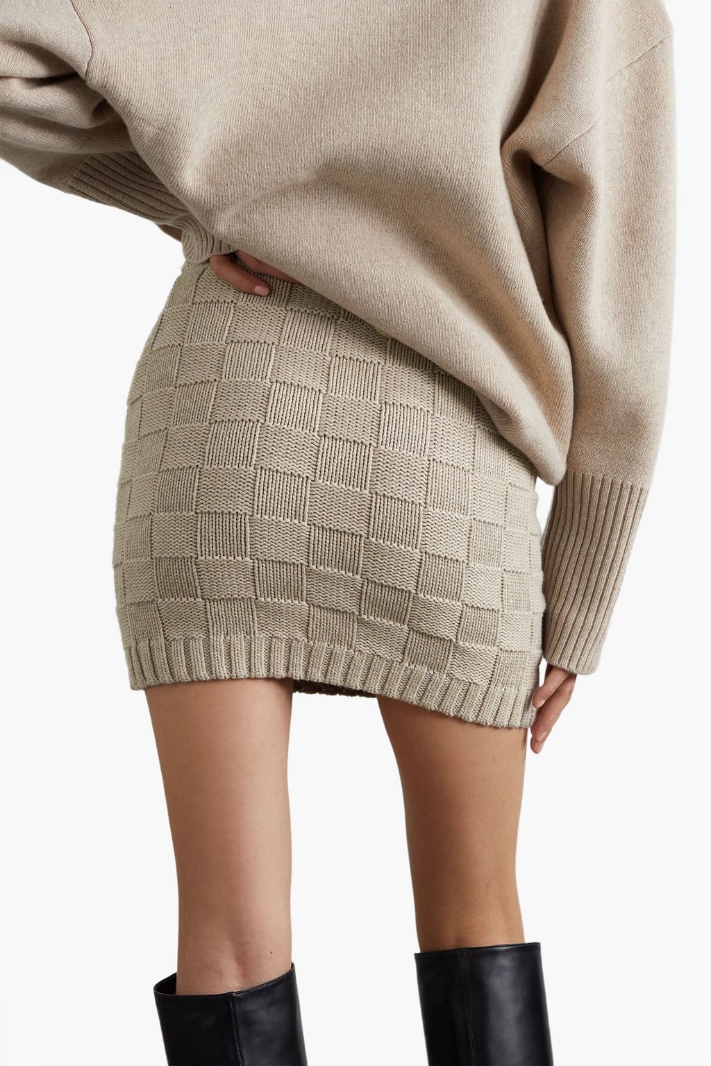 STAUD Dunes jacquard-knit cotton-blend mini skirt
