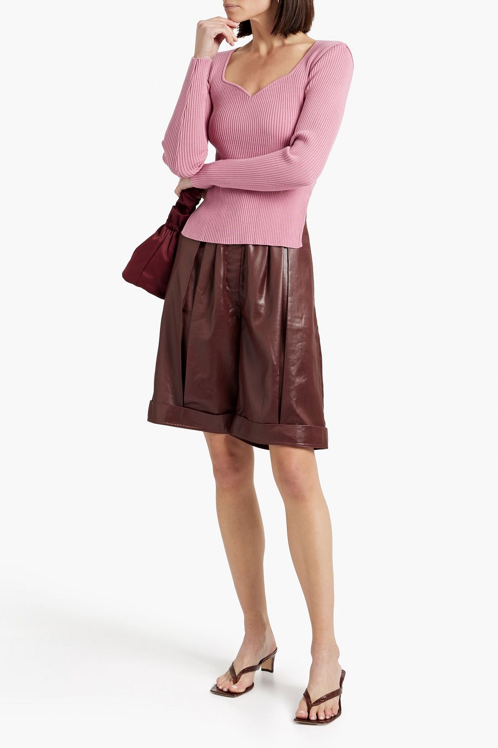 LVIR Asymmetric ribbed-knit top