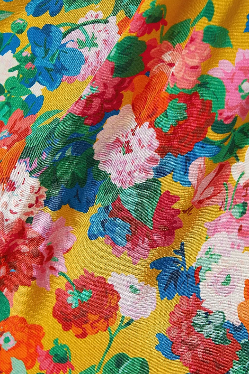 LES RÊVERIES One-sleeve floral-print silk-satin top