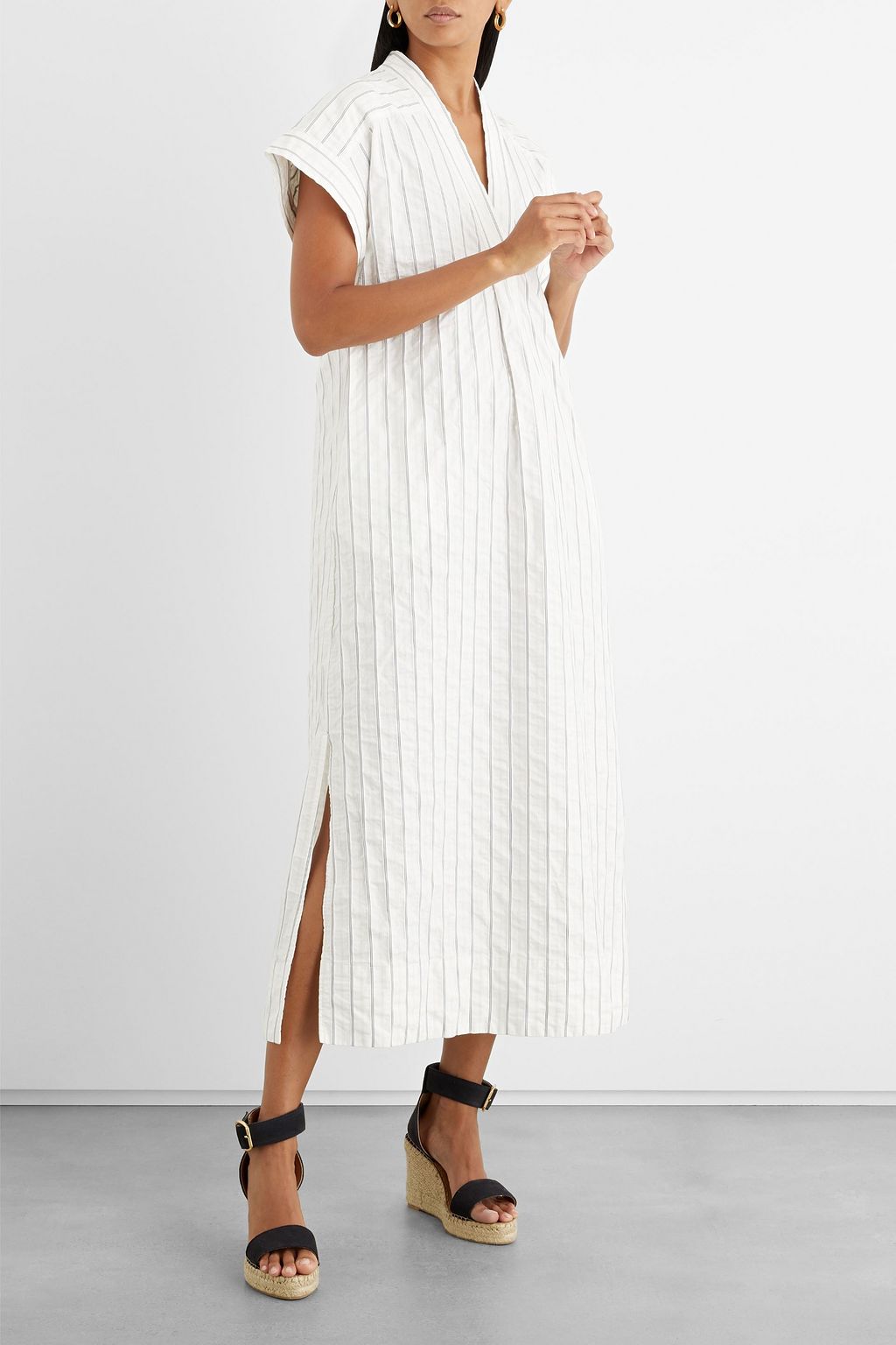 IRIS & INK Dolly striped cotton-seersucker midi dress | THE OUTNET