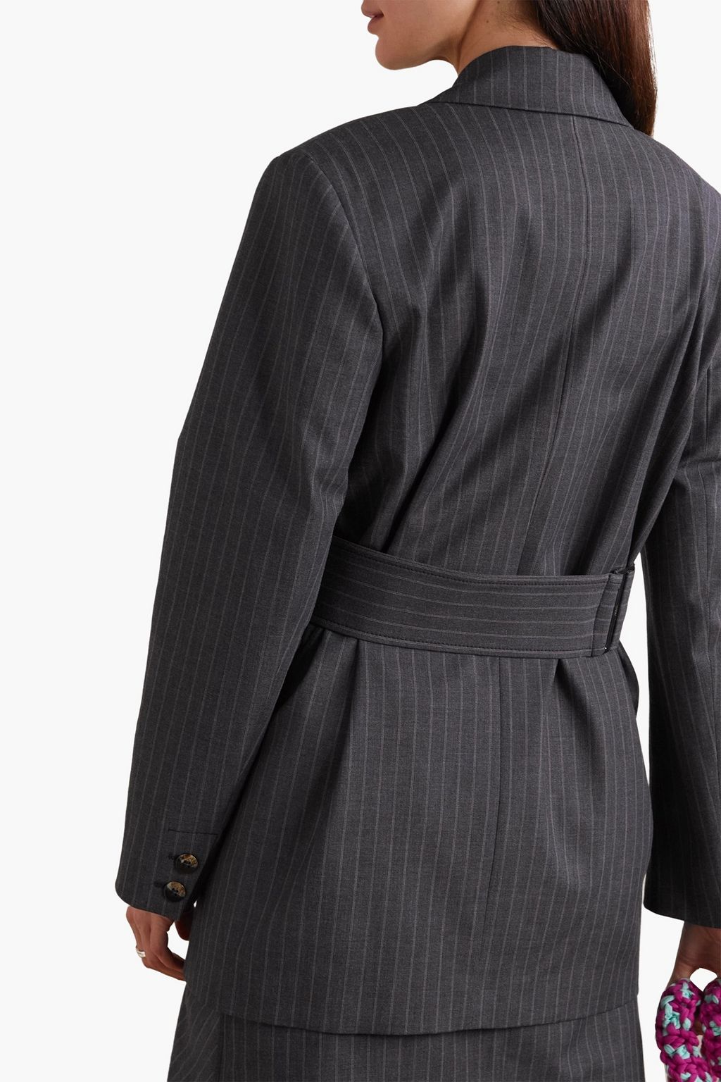 GANNI Pinstriped twill blazer