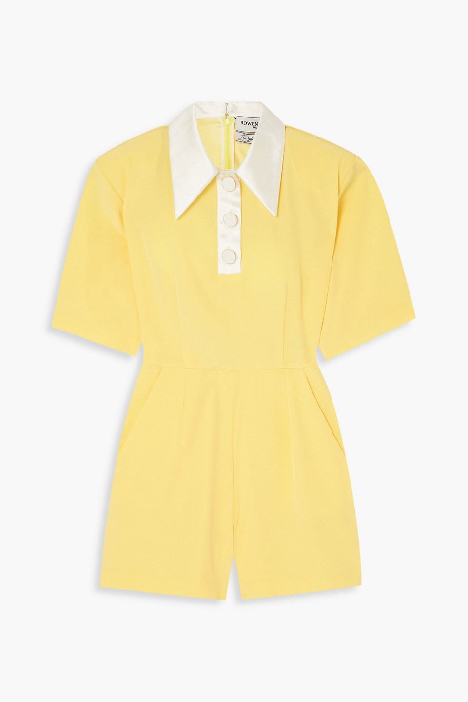 Rowen Rose Satin-trimmed Cady Playsuit In Yellow