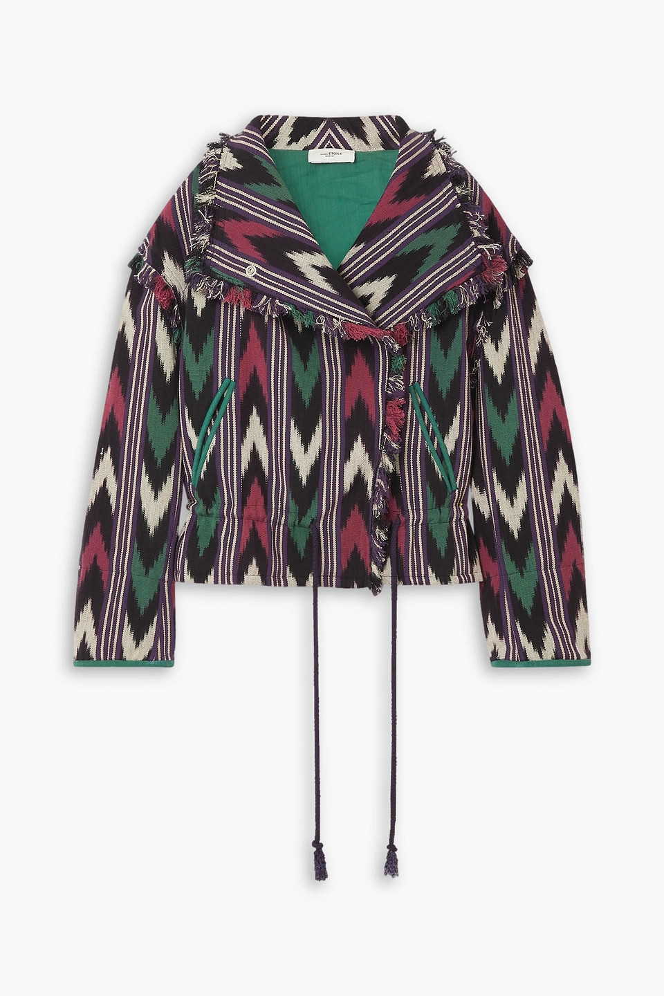 ISABEL MARANT ÉTOILE LEXINE DOUBLE-BREASTED FRINGED COTTON-JACQUARD JACKET