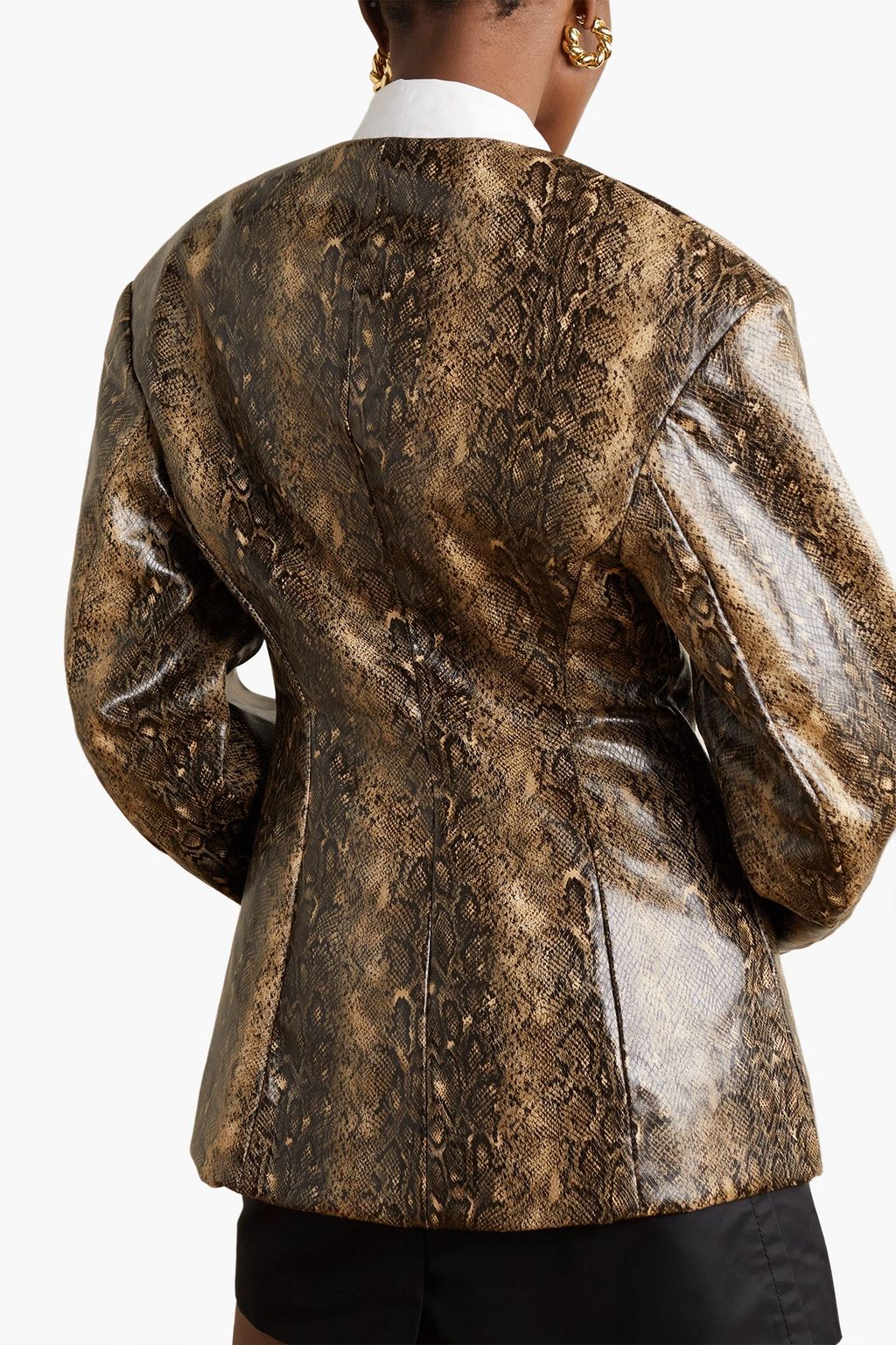 GANNI Faux snake-effect leather blazer