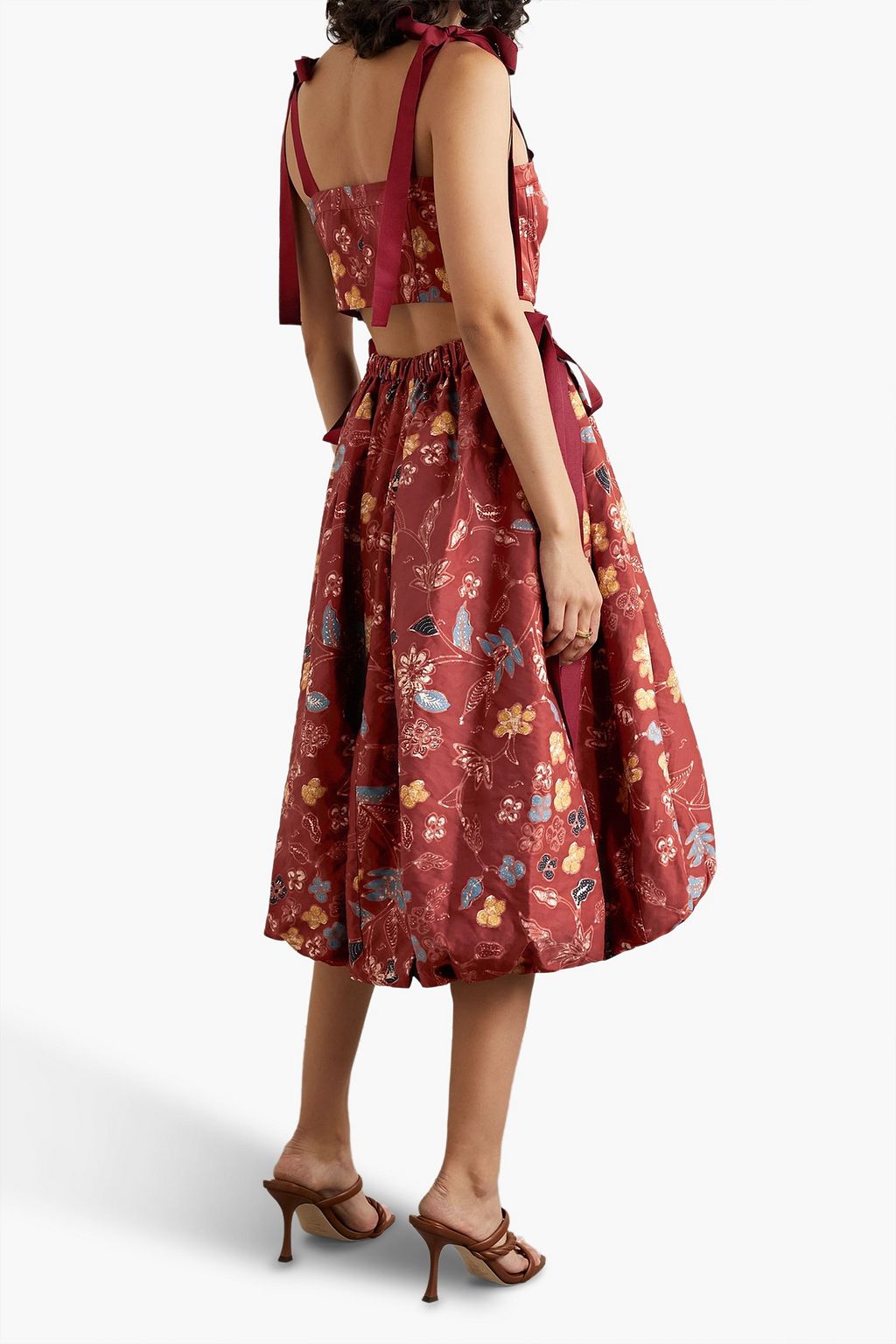 ULLA JOHNSON Gabrielle cutout tie-detailed floral-print sateen midi dress