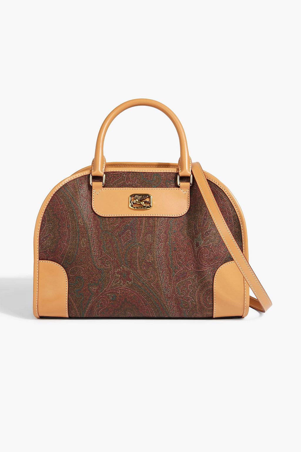 Paisley Leather Trimmed Tote Bag in Beige - Etro