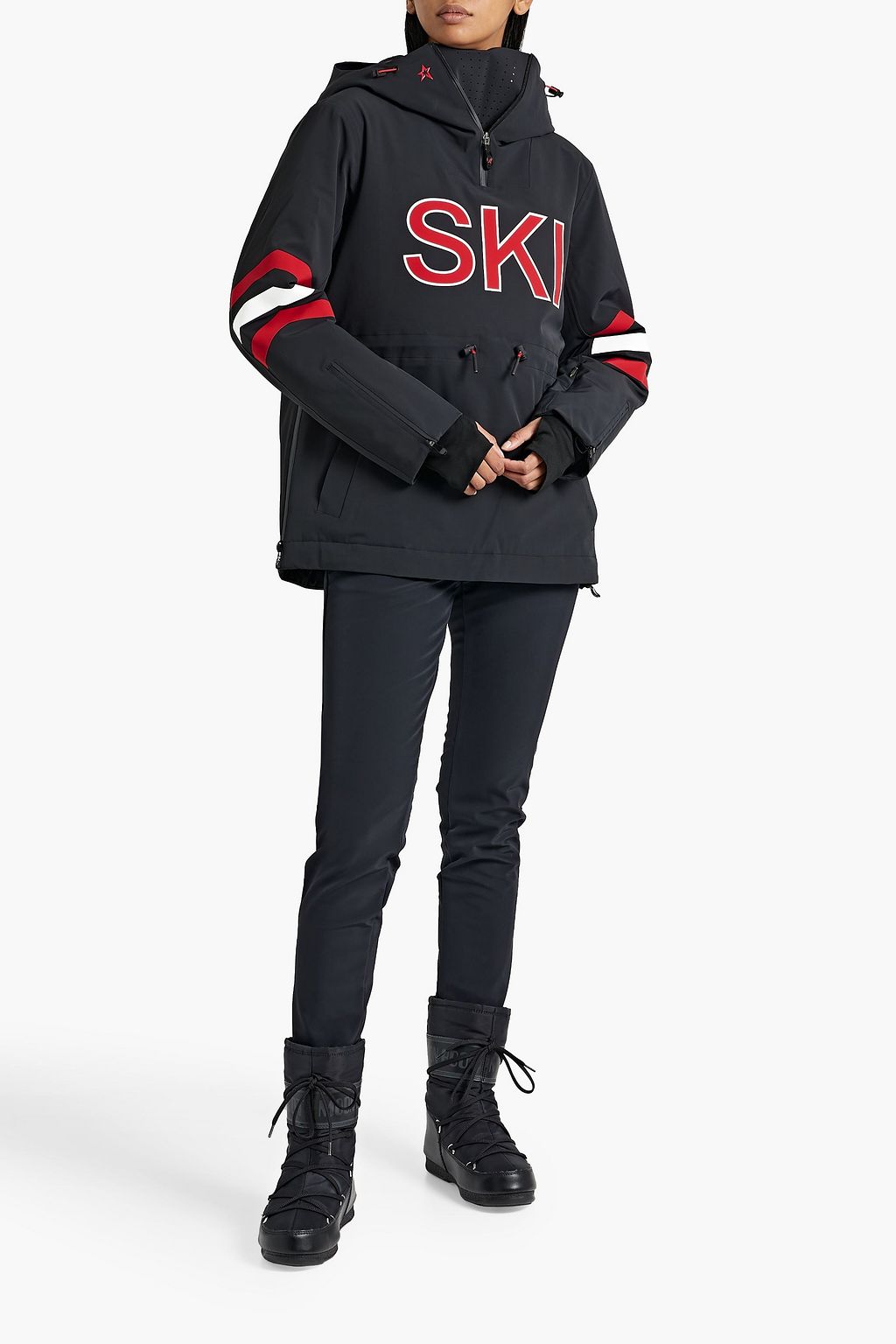 PERFECT MOMENT Printed hooded half-zip ski jacket