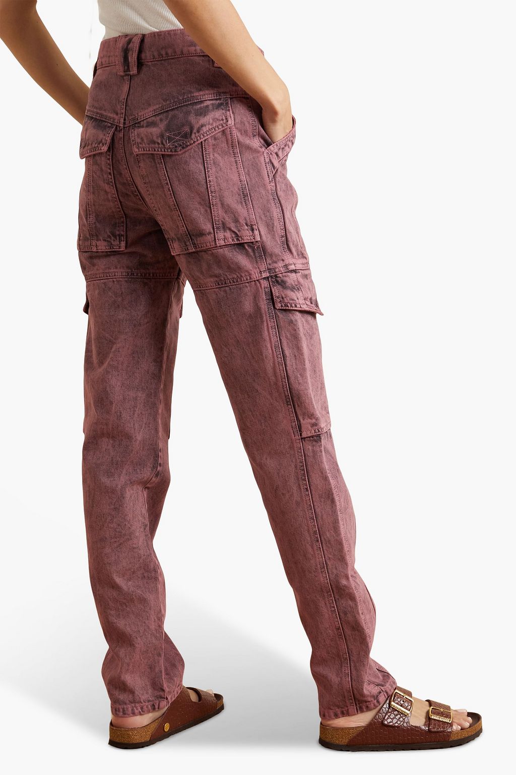 MARANT ÉTOILE 애시드 워싱 하이라이즈 테이퍼드 진