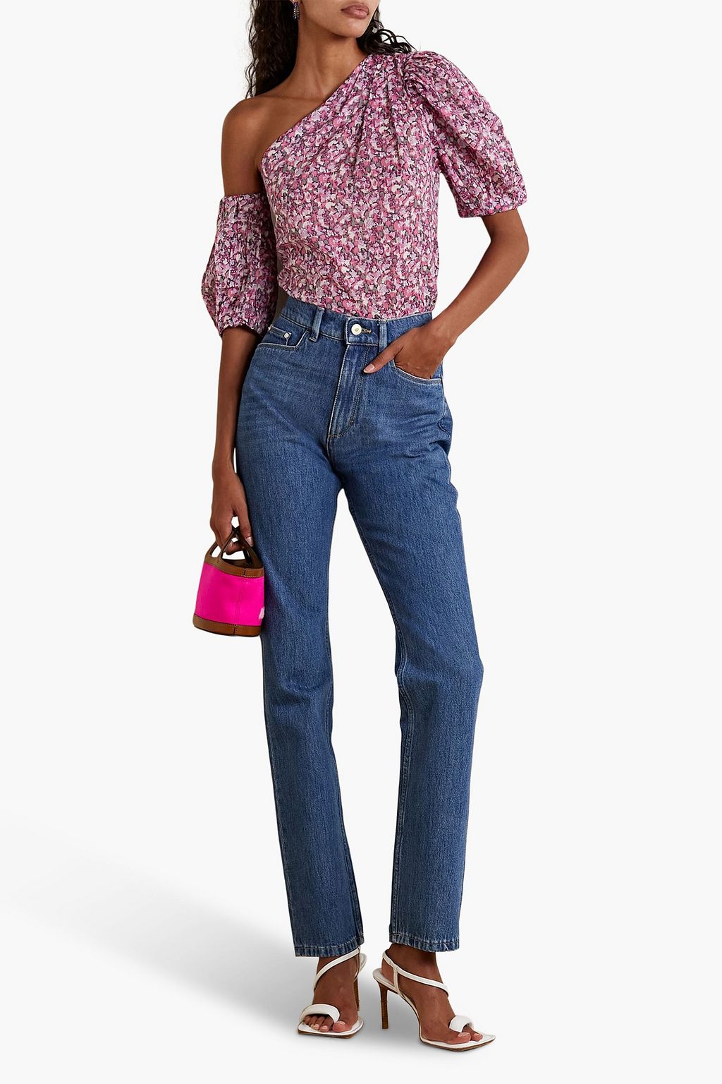 MARANT ÉTOILE Liddy one-shoulder printed cotton-voile top
