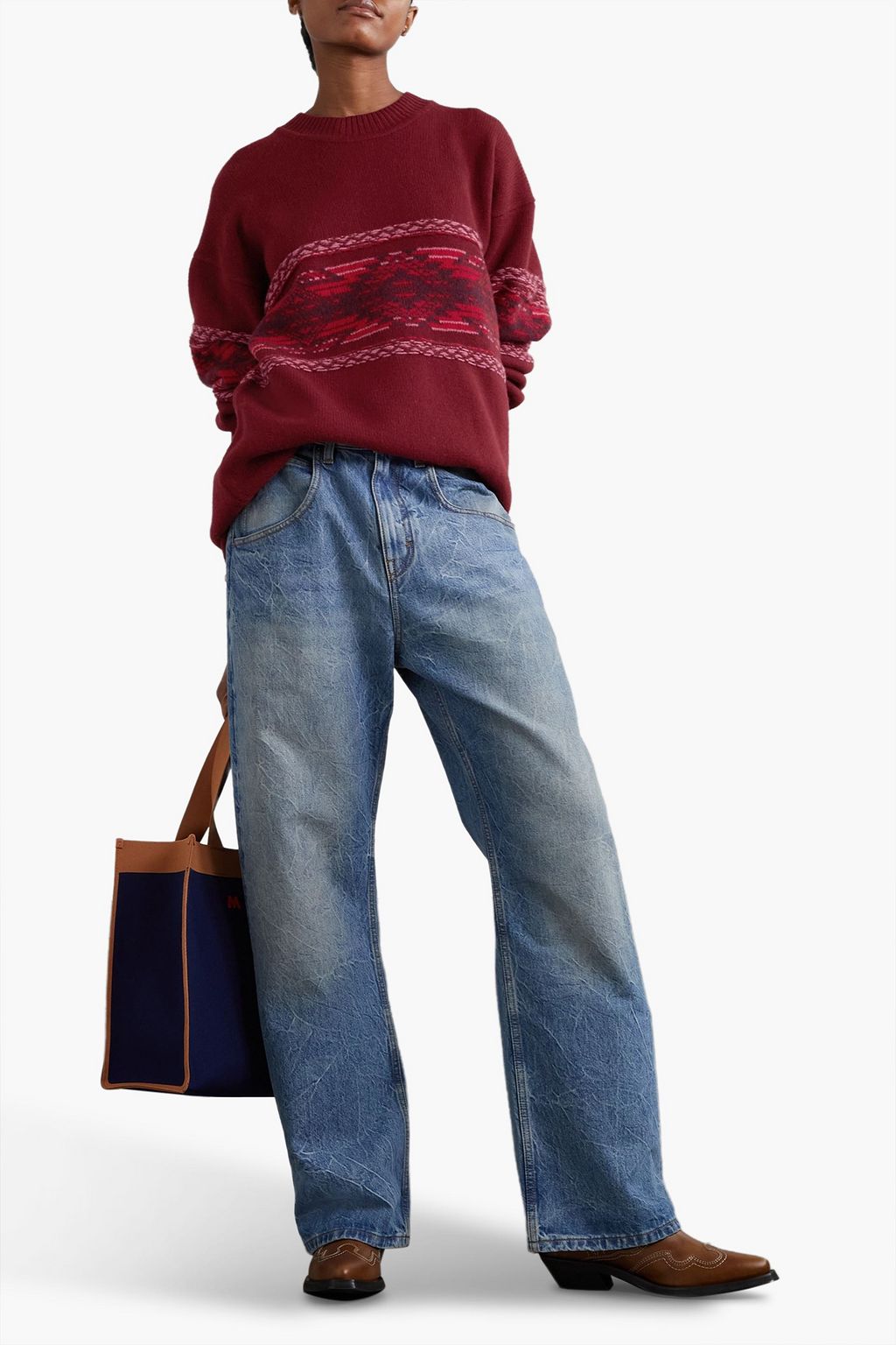 MARANT ÉTOILE Avril oversized jacquard-knit merino wool-blend sweater
