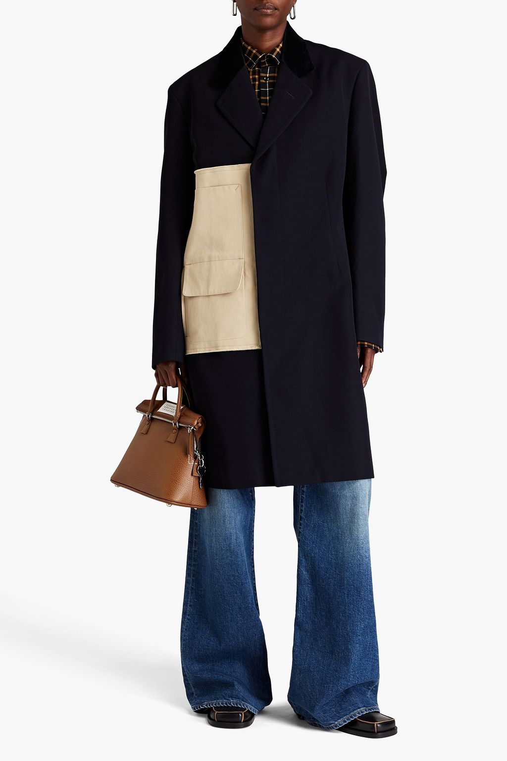 MAISON MARGIELA Velvet-trimmed two-tone twill coat