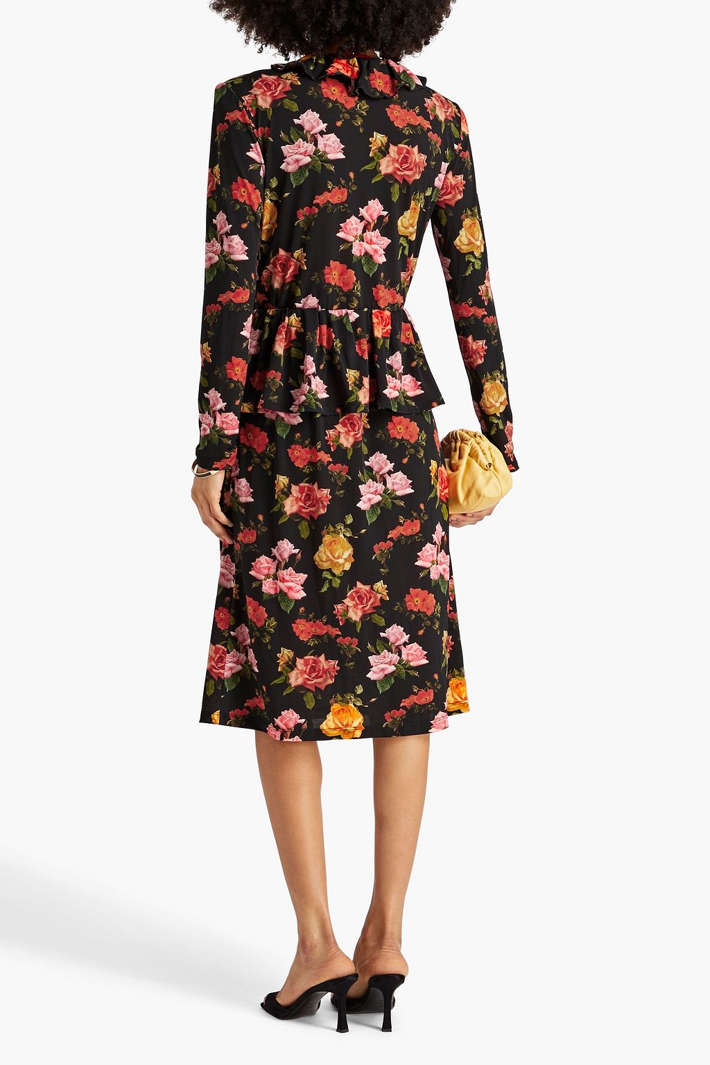 COMMISSION Ruched floral-print stretch-jersey midi dress