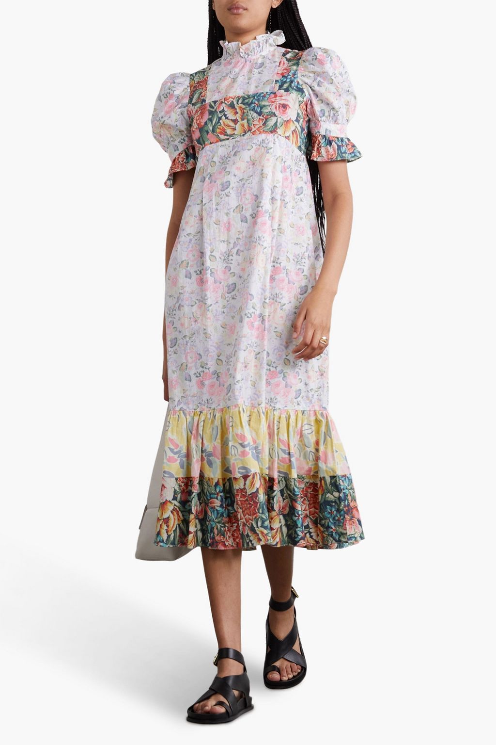 BATSHEVA X LAURA ASHLEY + Laura Ashley Ruthin paneled floral-print cotton-poplin midi dress