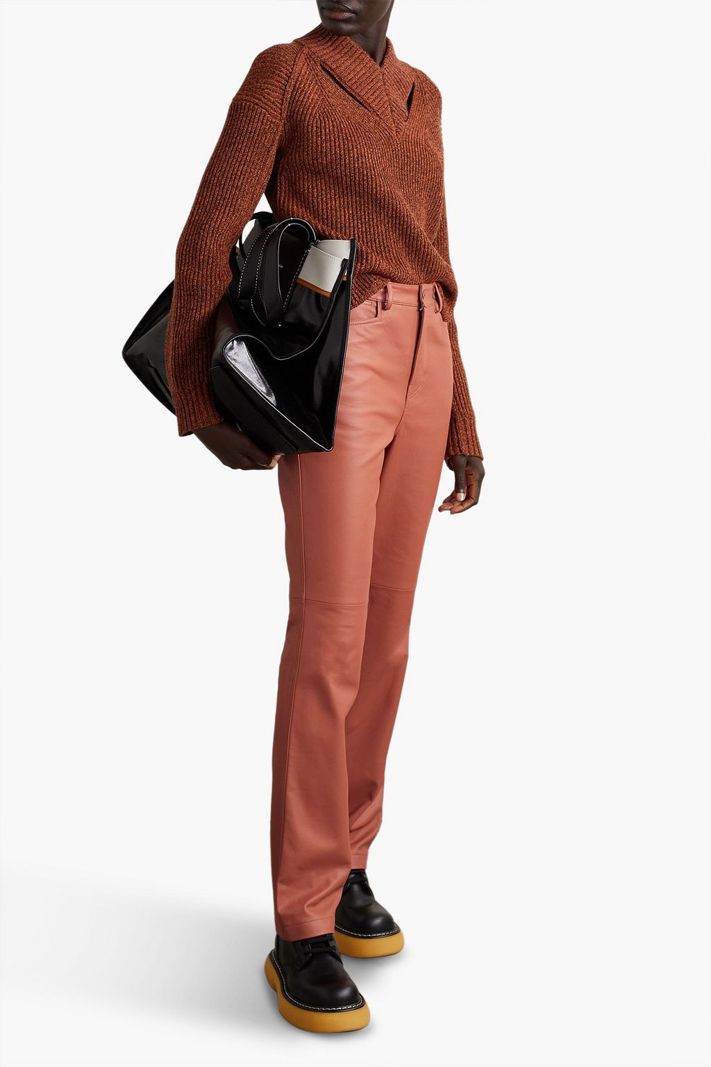 PROENZA SCHOULER PSWL بنطال من الجلد بأرجل مستقيمة