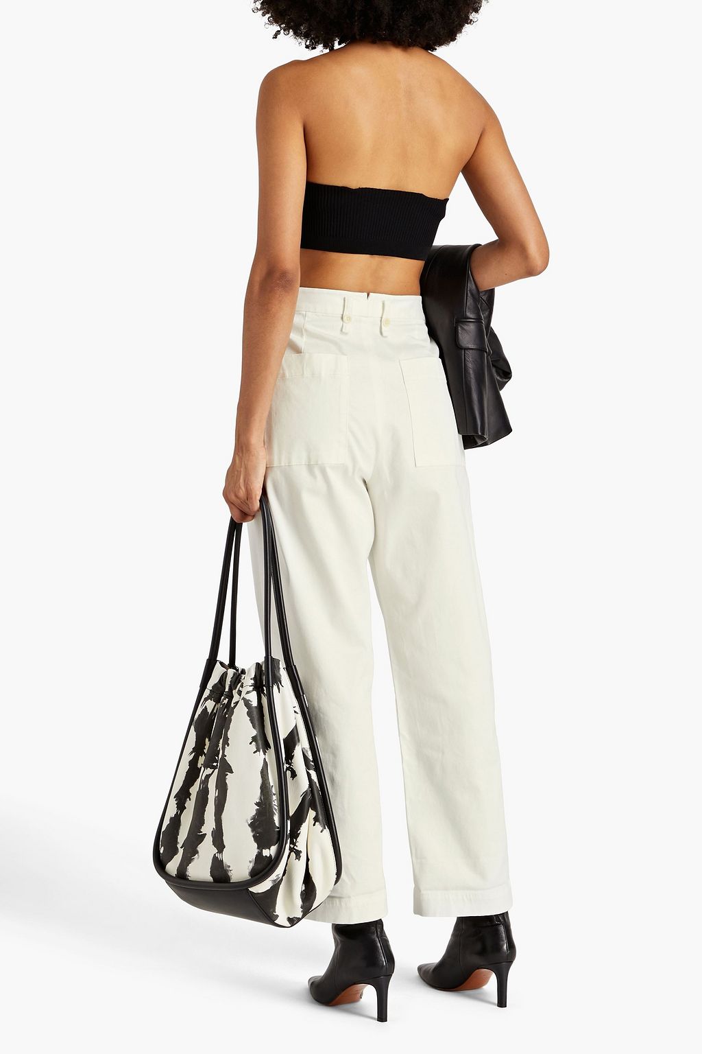 PROENZA SCHOULER PSWL Cropped Hose mit weitem Bein aus Twill aus einer Baumwollmischung mit Gürtel