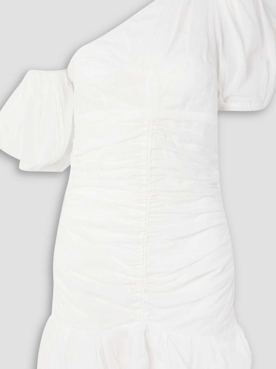 lecia one-shoulder ruched cotton-voile mini dress