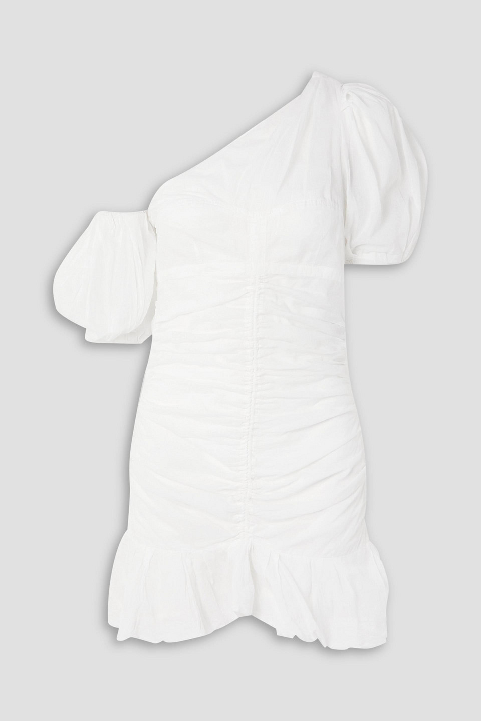 Isabel Marant Étoile Lecia One-shoulder Ruched Cotton-voile Mini Dress In White