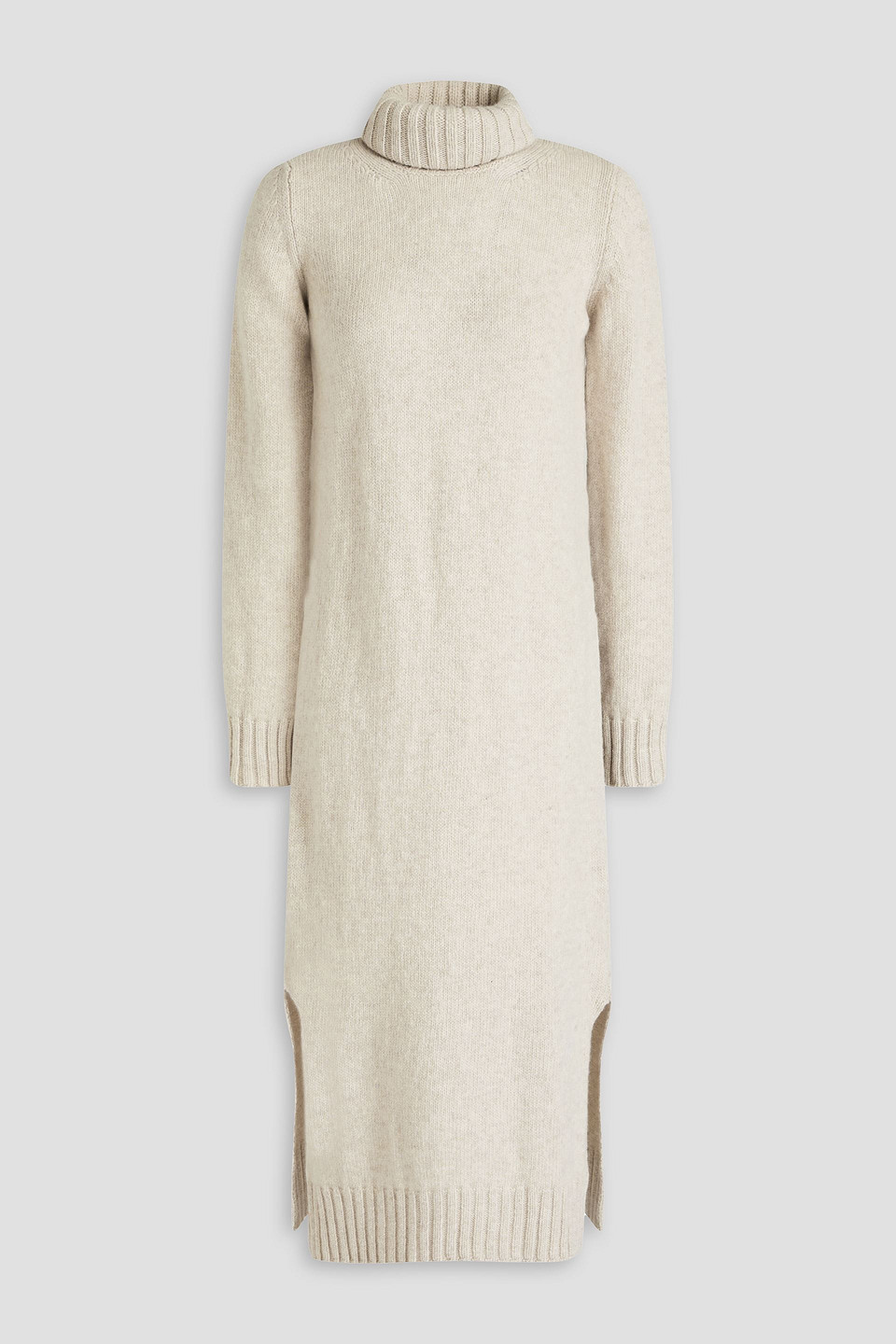 And-daughter Simone Wool Turtleneck Midi Dress In Ecru