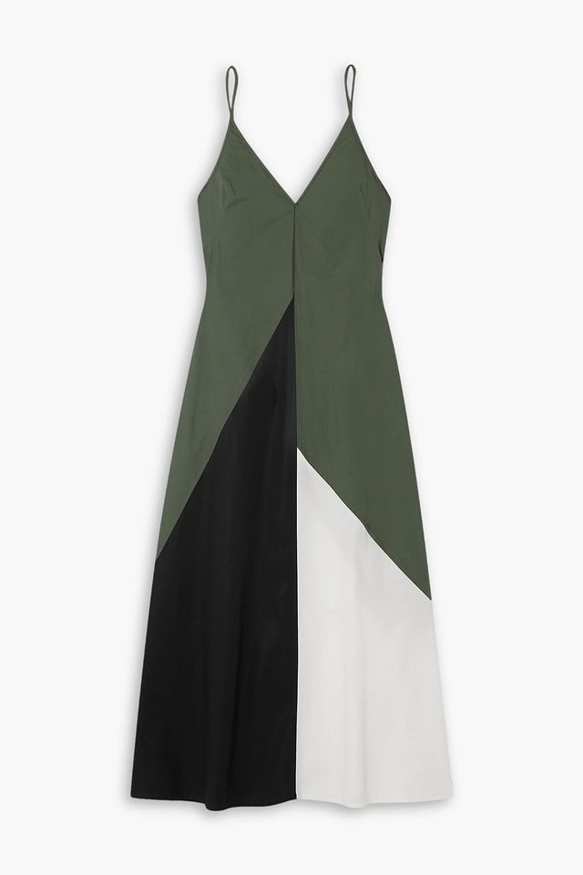 Color-block cotton-poplin maxi dress