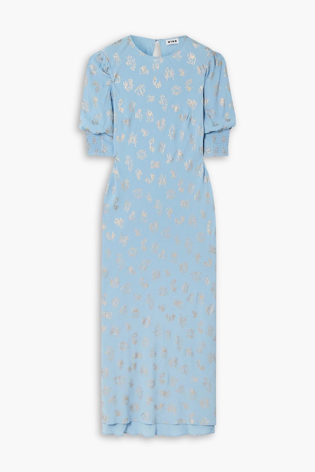 RIXO Jess metallic printed crepe de chine midi dress | THE OUTNET