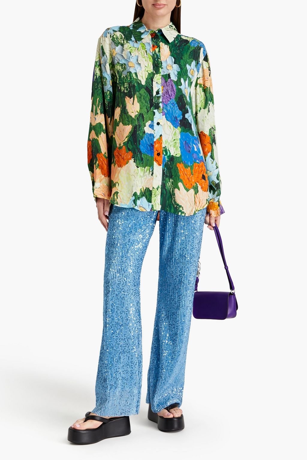 STINE GOYA Sophia Hemd aus Satin mit floralem Print