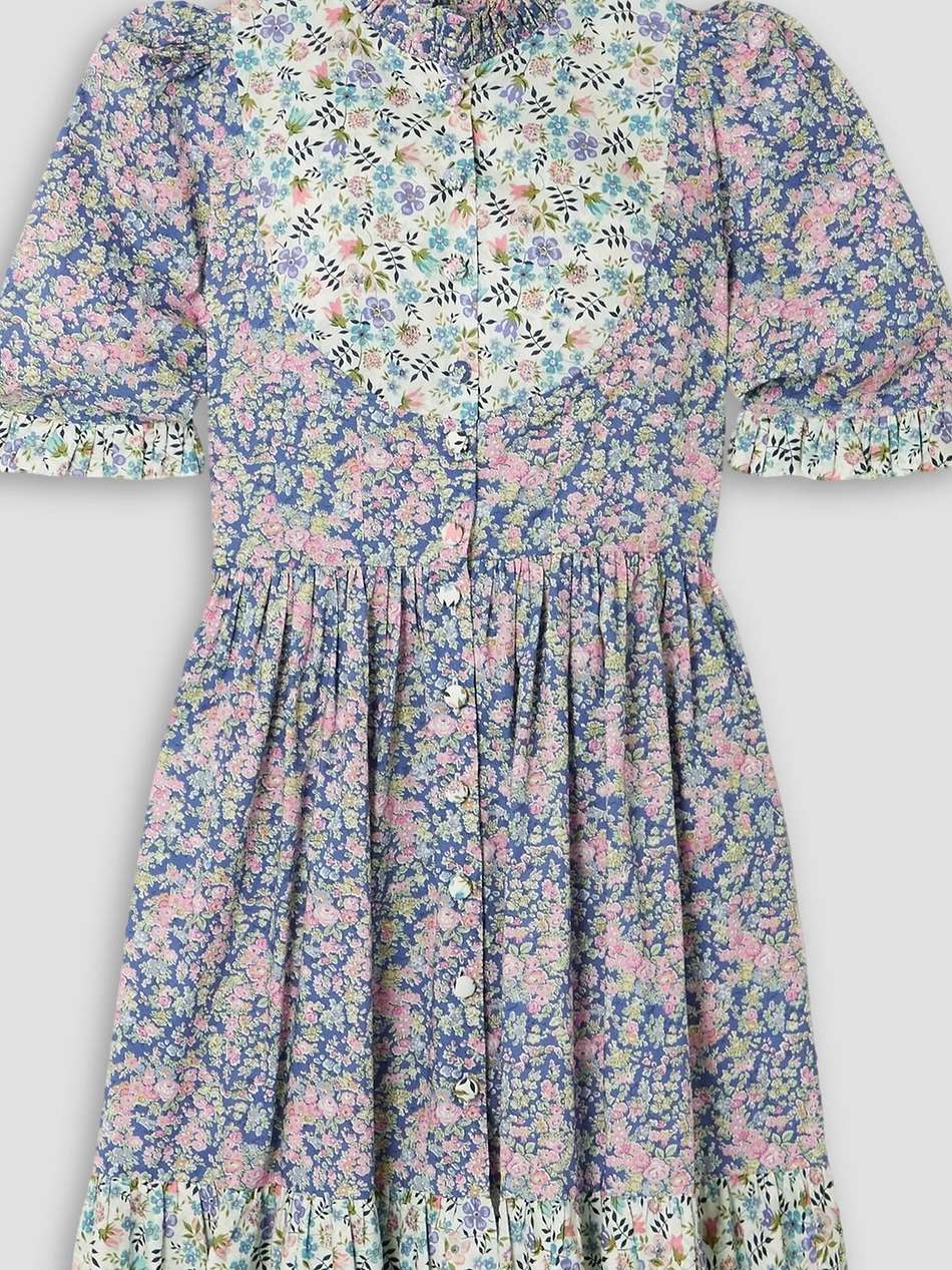 tania ruffled floral-print cotton-poplin mini dress
