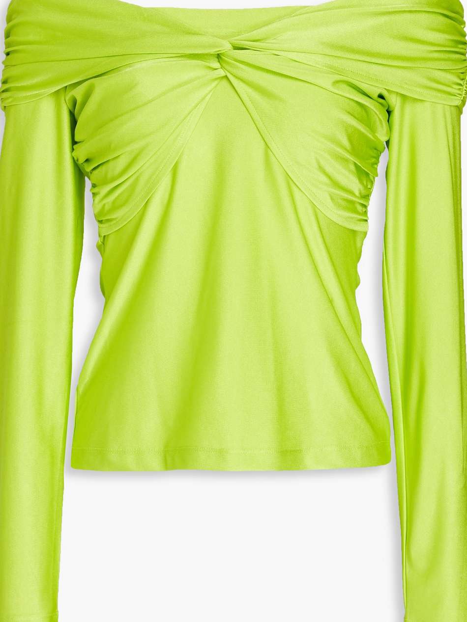 yuma off-the-shoulder twisted satin-jersey top