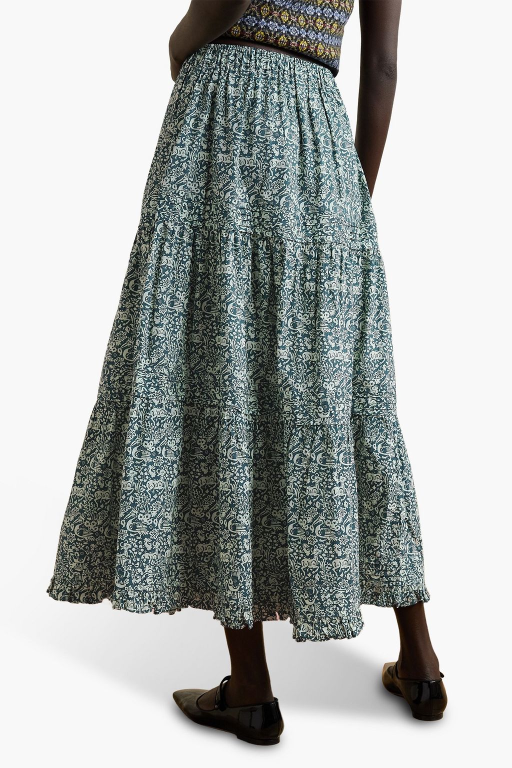 BATSHEVA X LAURA ASHLEY Brie ruffled printed cotton-poplin maxi skirt