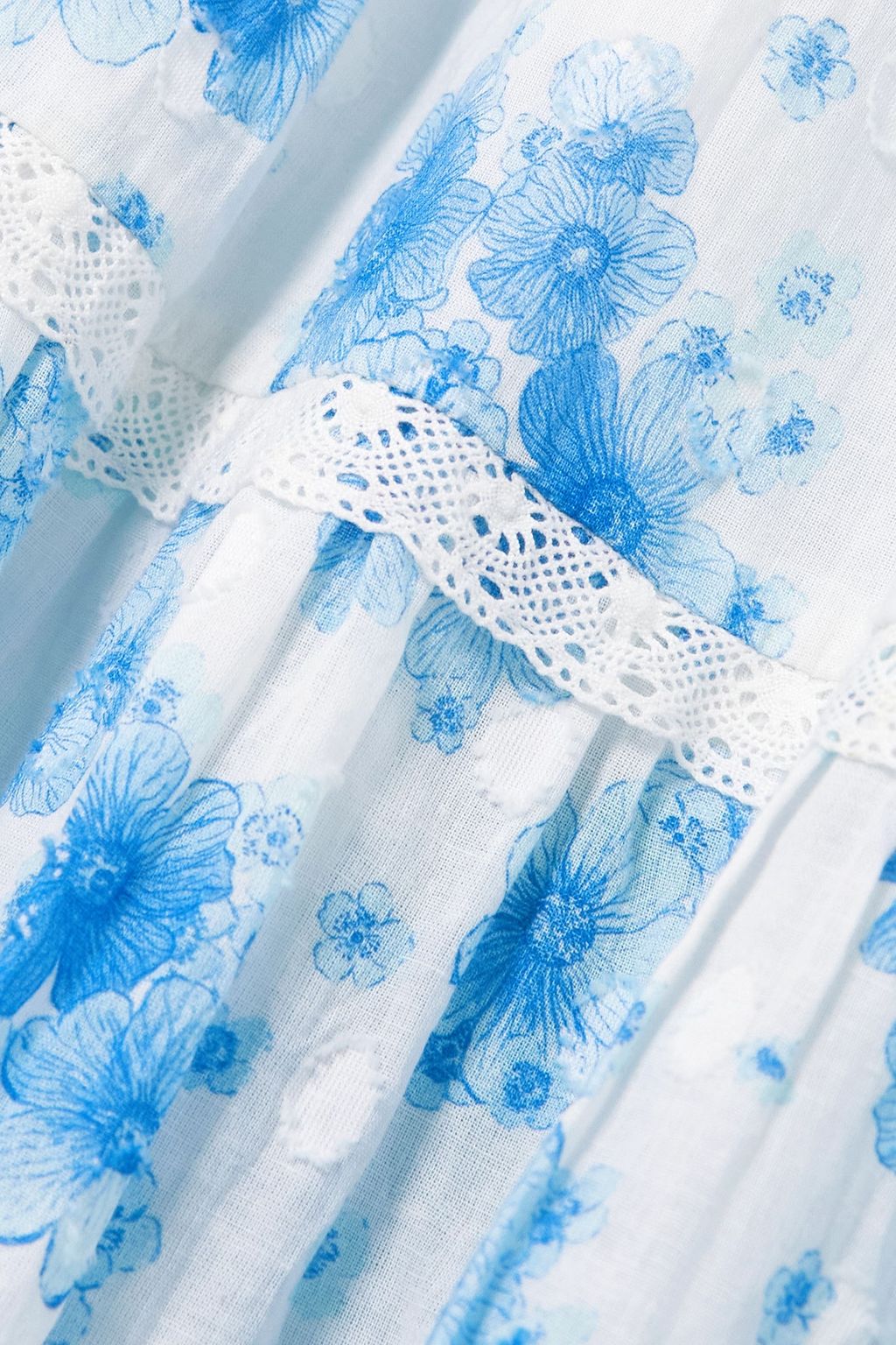 RIXO Adelaide gestuftes Midikleid aus Baumwolle mit floralem Print und eingewebten Punkten