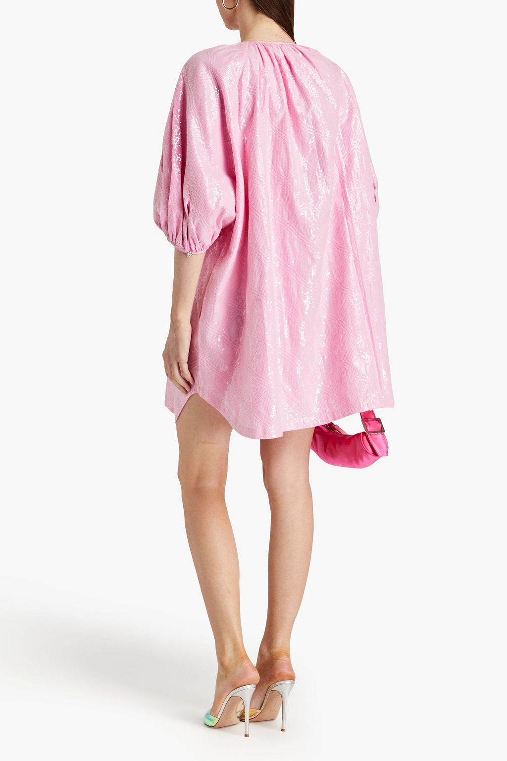 STINE GOYA Yordano sequined cotton-blend mini shirt dress
