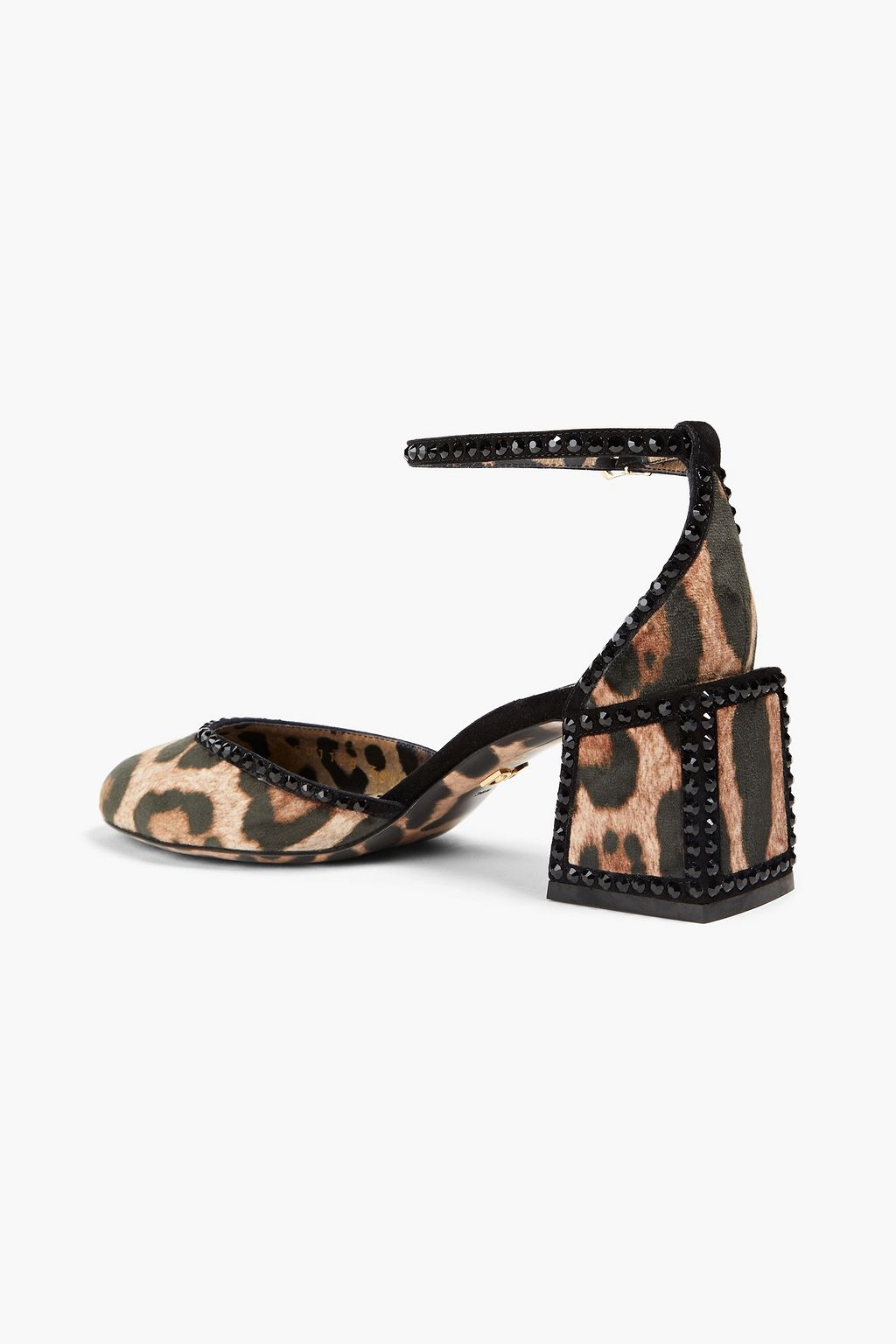 DOLCE&GABBANA ベルベット パンプス クリスタル付き レオパードプリント