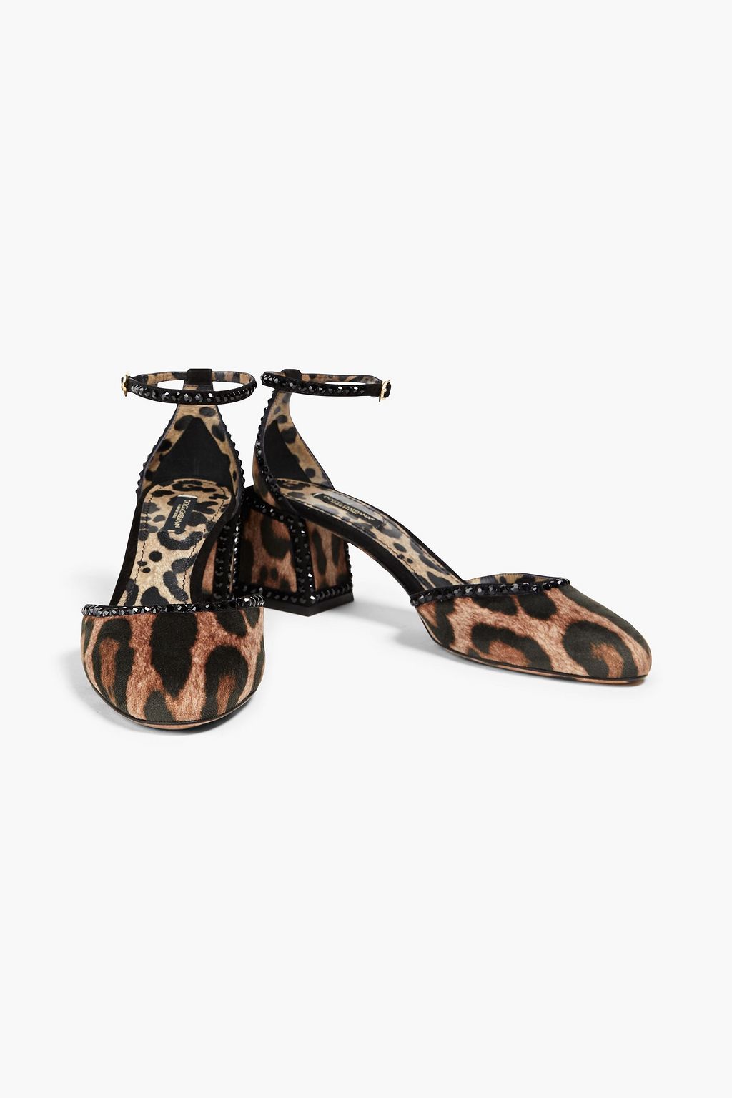 DOLCE&GABBANA ベルベット パンプス クリスタル付き レオパードプリント