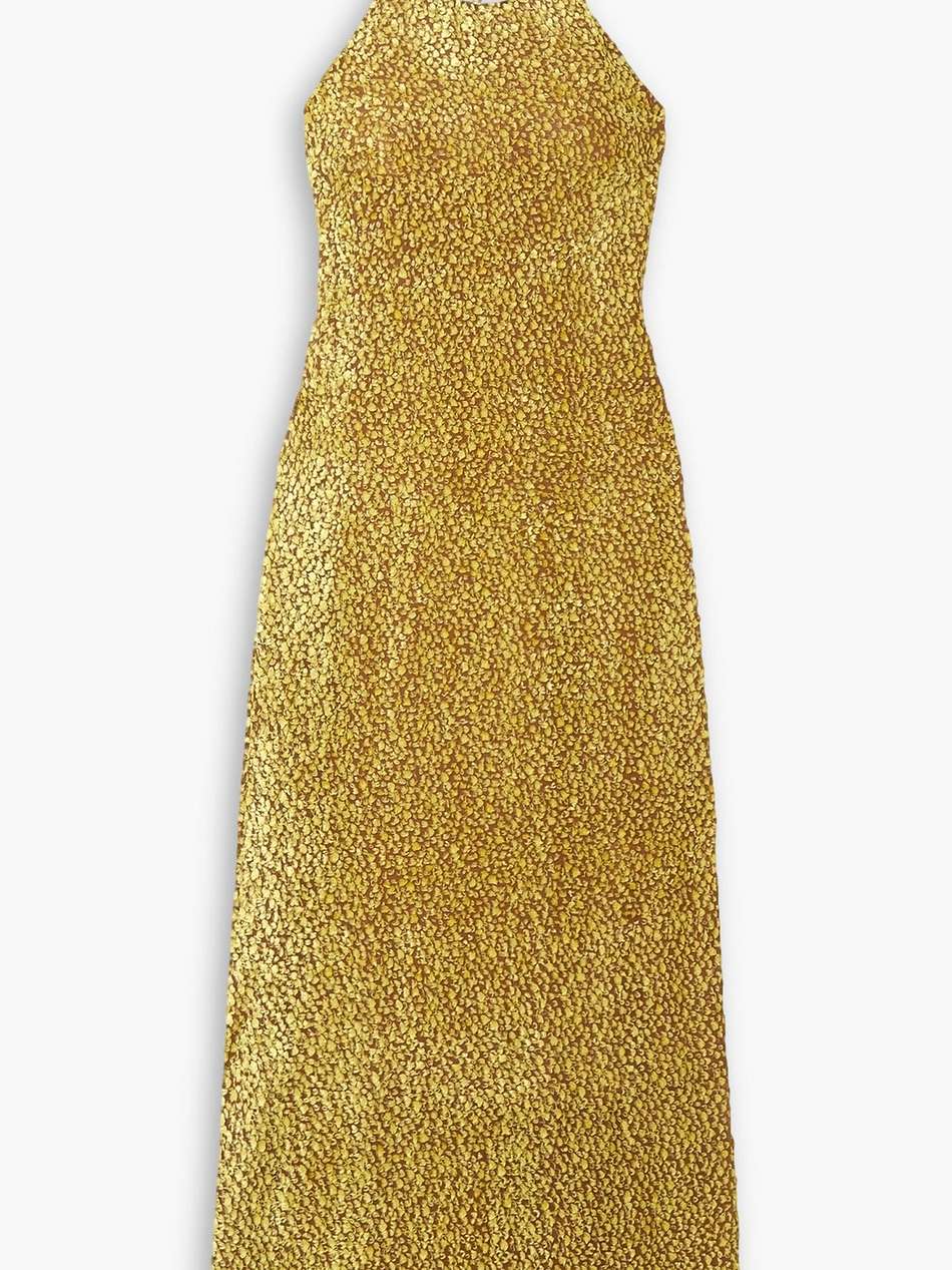 bouclé-crepe maxi dress