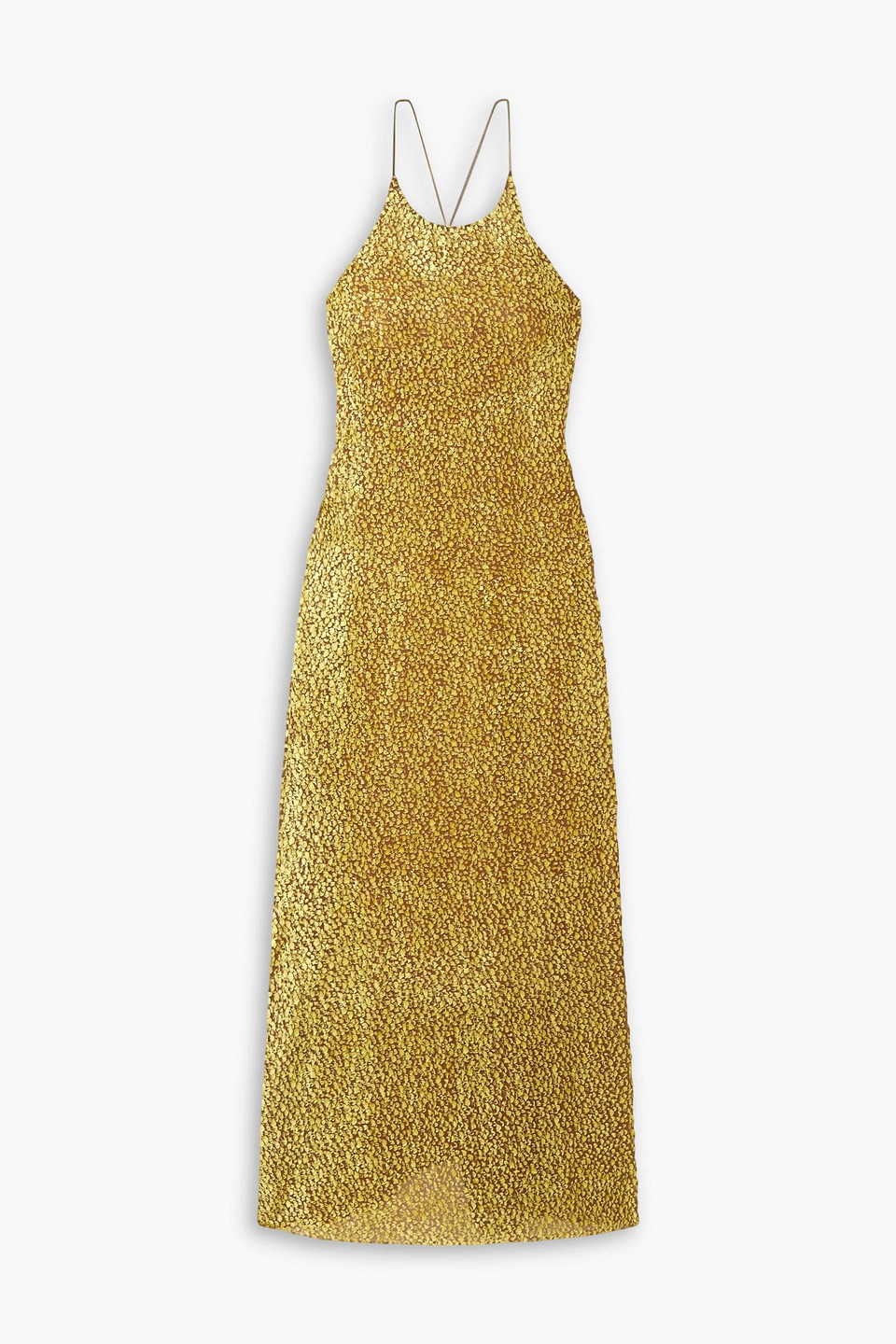 Gauchère Swiss-dot Crepe Maxi Dress In Yellow